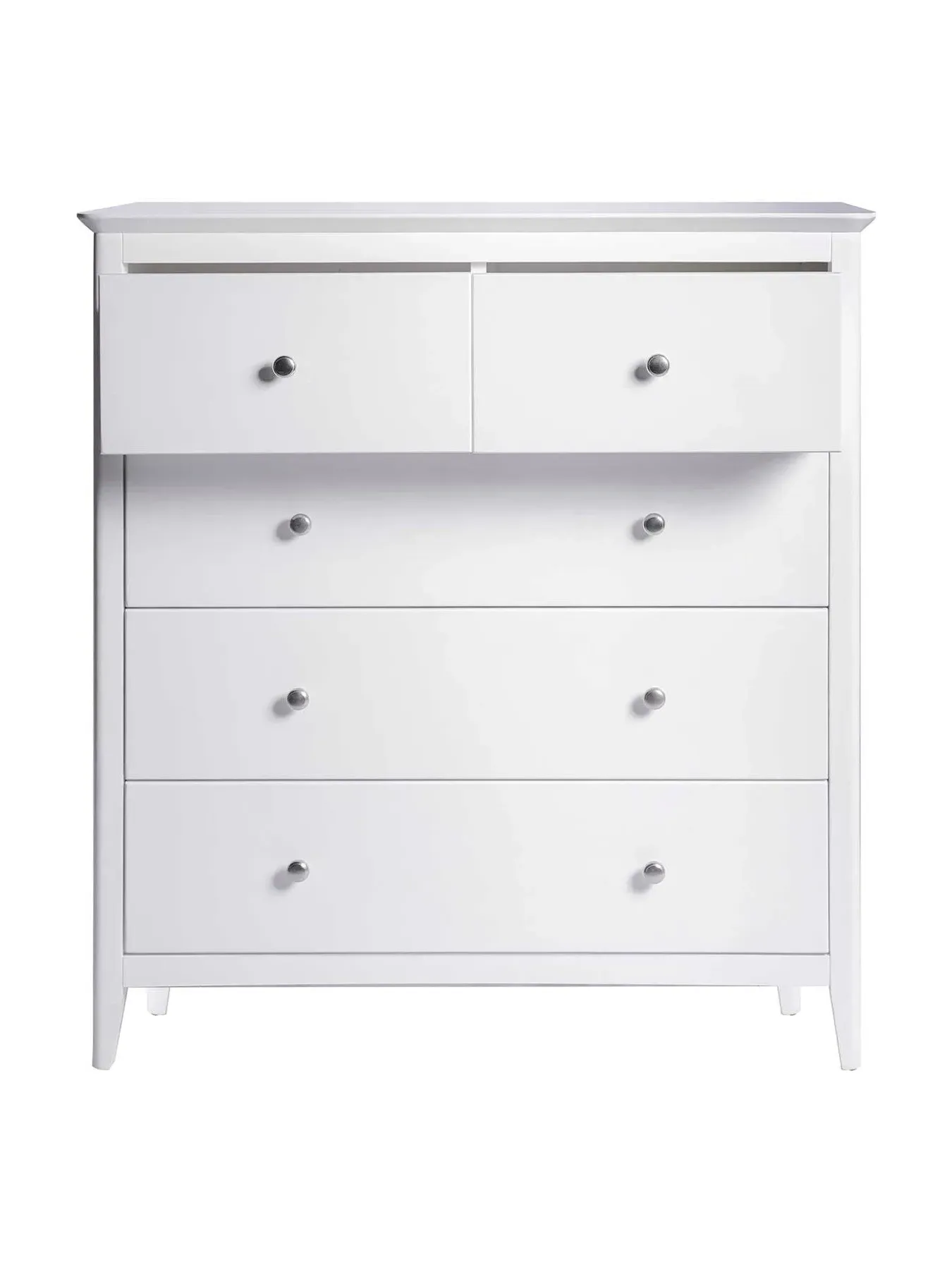 5-Drawer Chest of Drawers - White, Acacia Wood