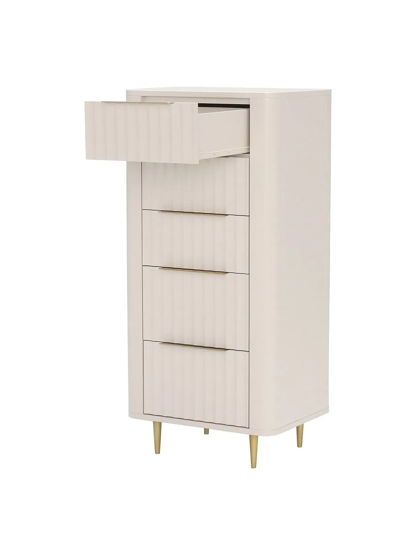 5-Drawer Tall Chest - White, Mahogany