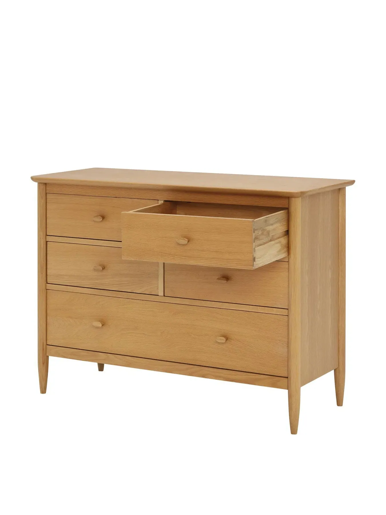 5 Drawer Wide Chest - Neutral, Oak Wood