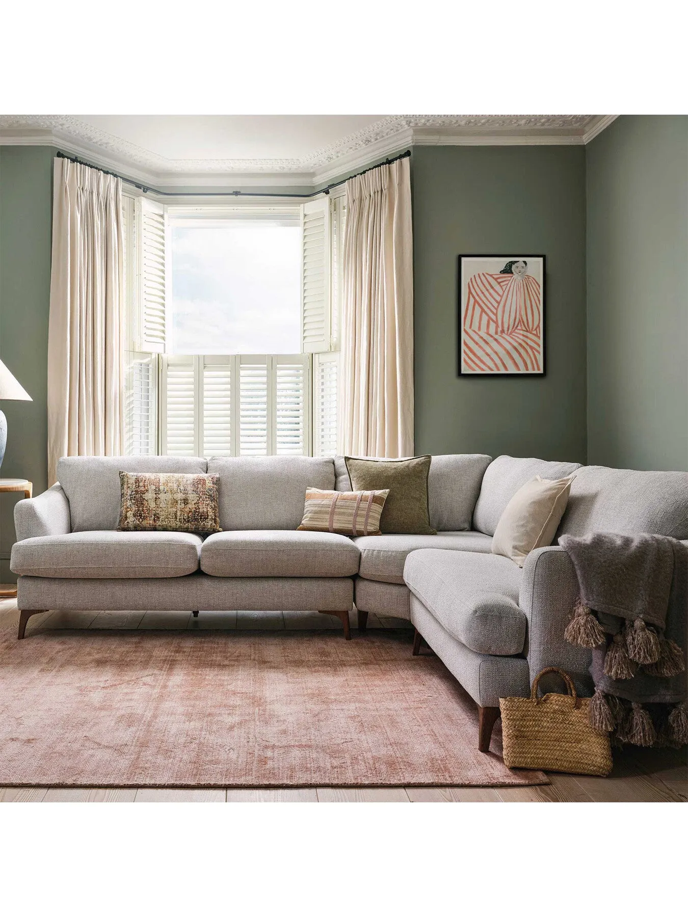 5-Seater Corner Sofa Left Hand - Neutral, Fabric