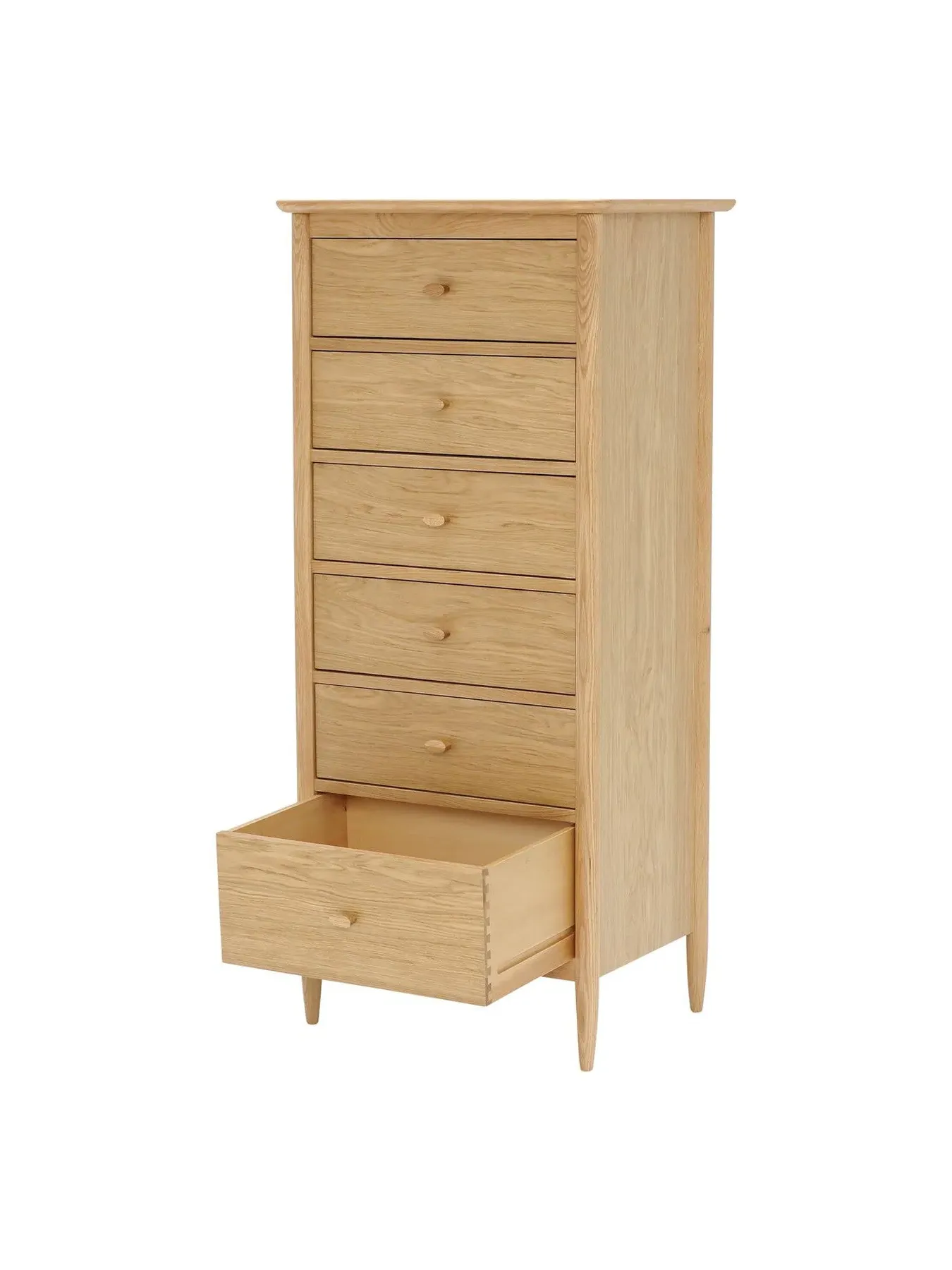 6-Drawer Tall Chest - Brown, Oak Wood