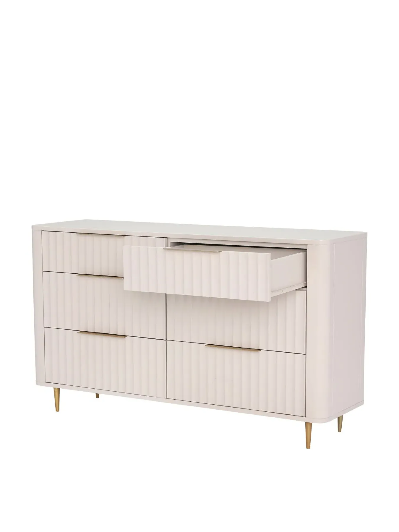 6-Drawer Wide Chest - White, Mahogany