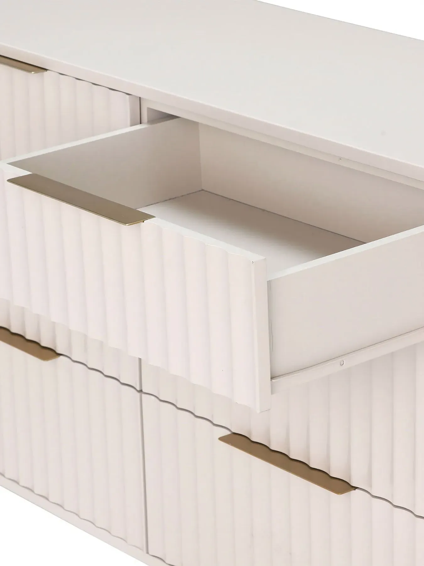 6-Drawer Wide Chest - White, Mahogany