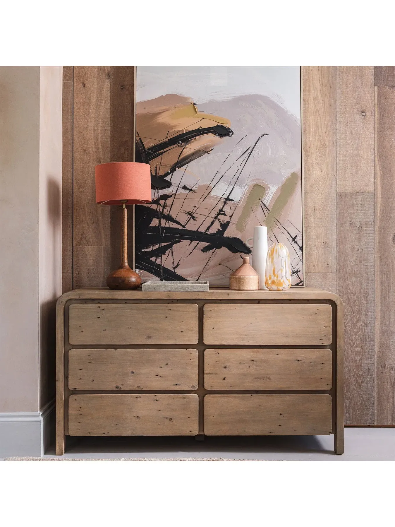 6 Drawer Wide Dresser - Brown, Reclaimed Wood