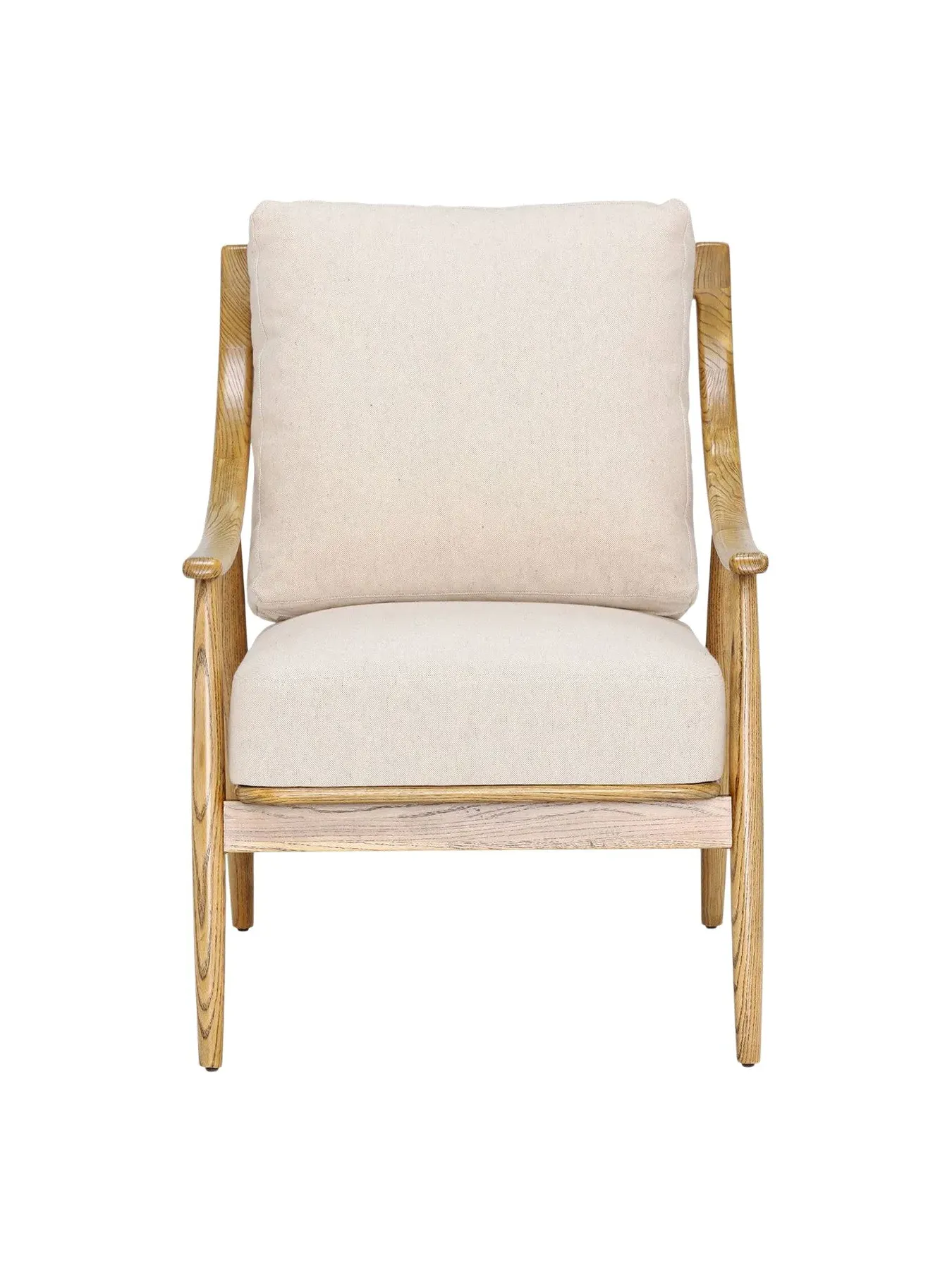 Armchair with Ash Wood Legs - Cream, Linen