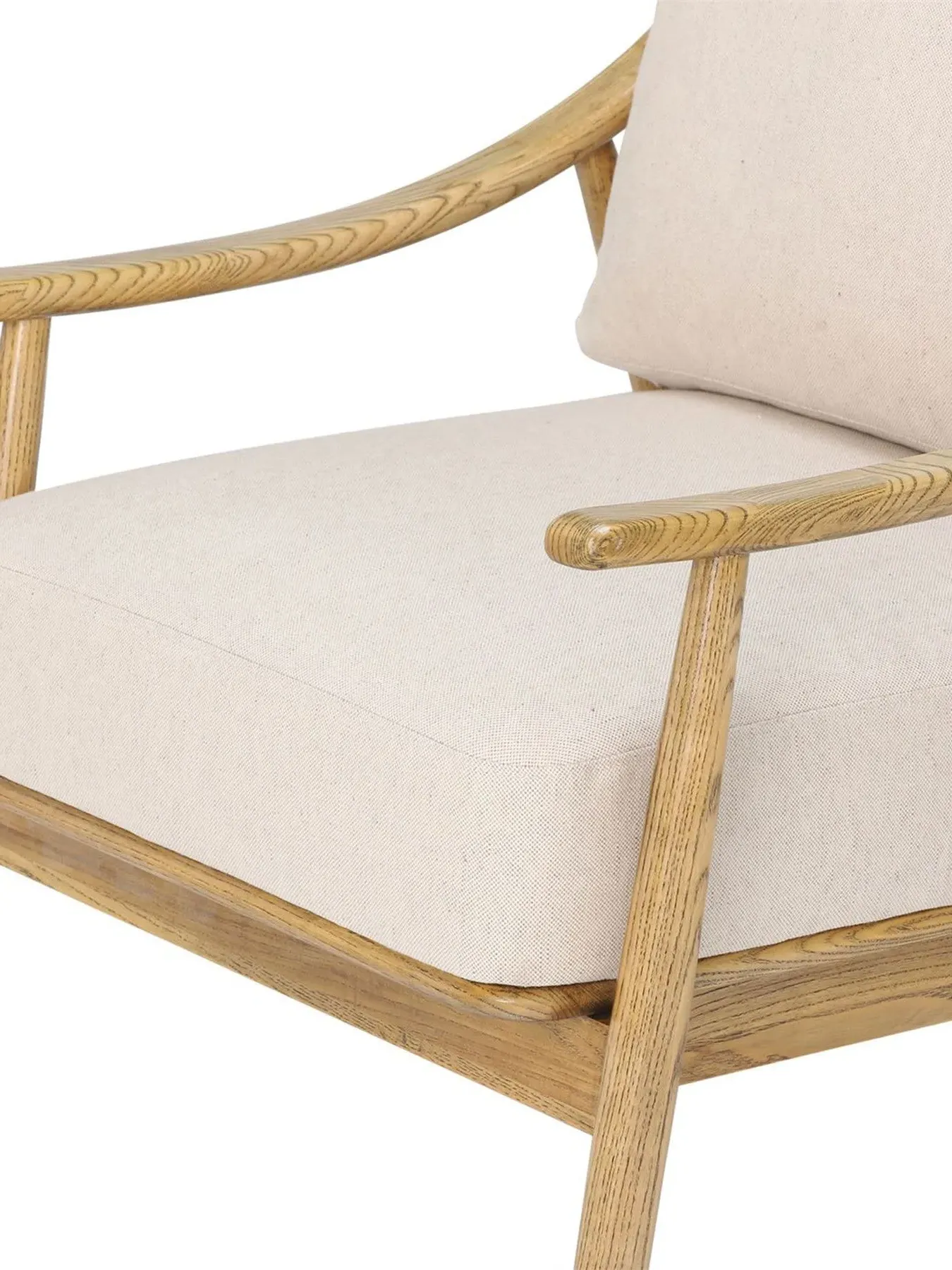 Armchair with Ash Wood Legs - Cream, Linen