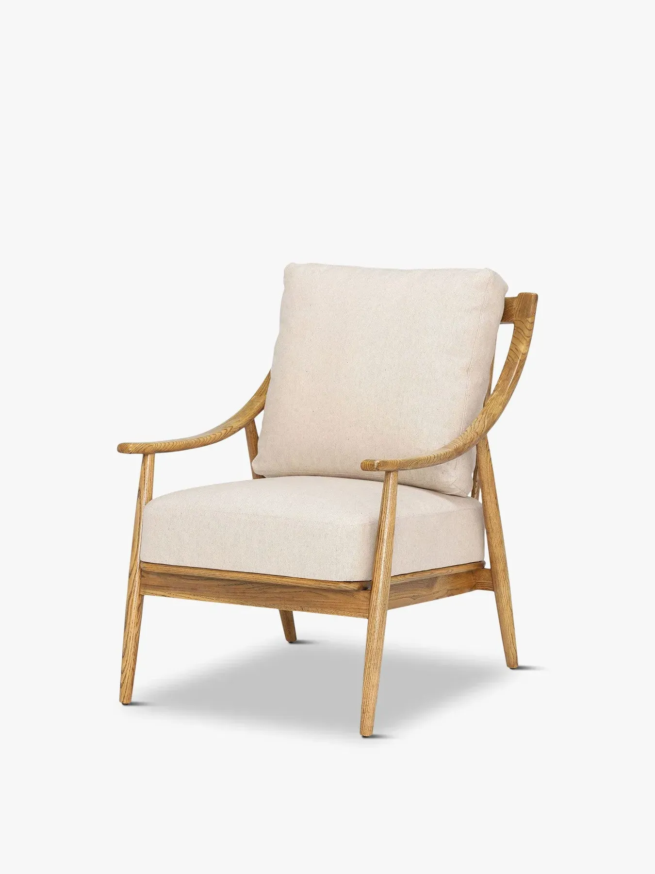 Armchair with Ash Wood Legs - Cream, Linen image
