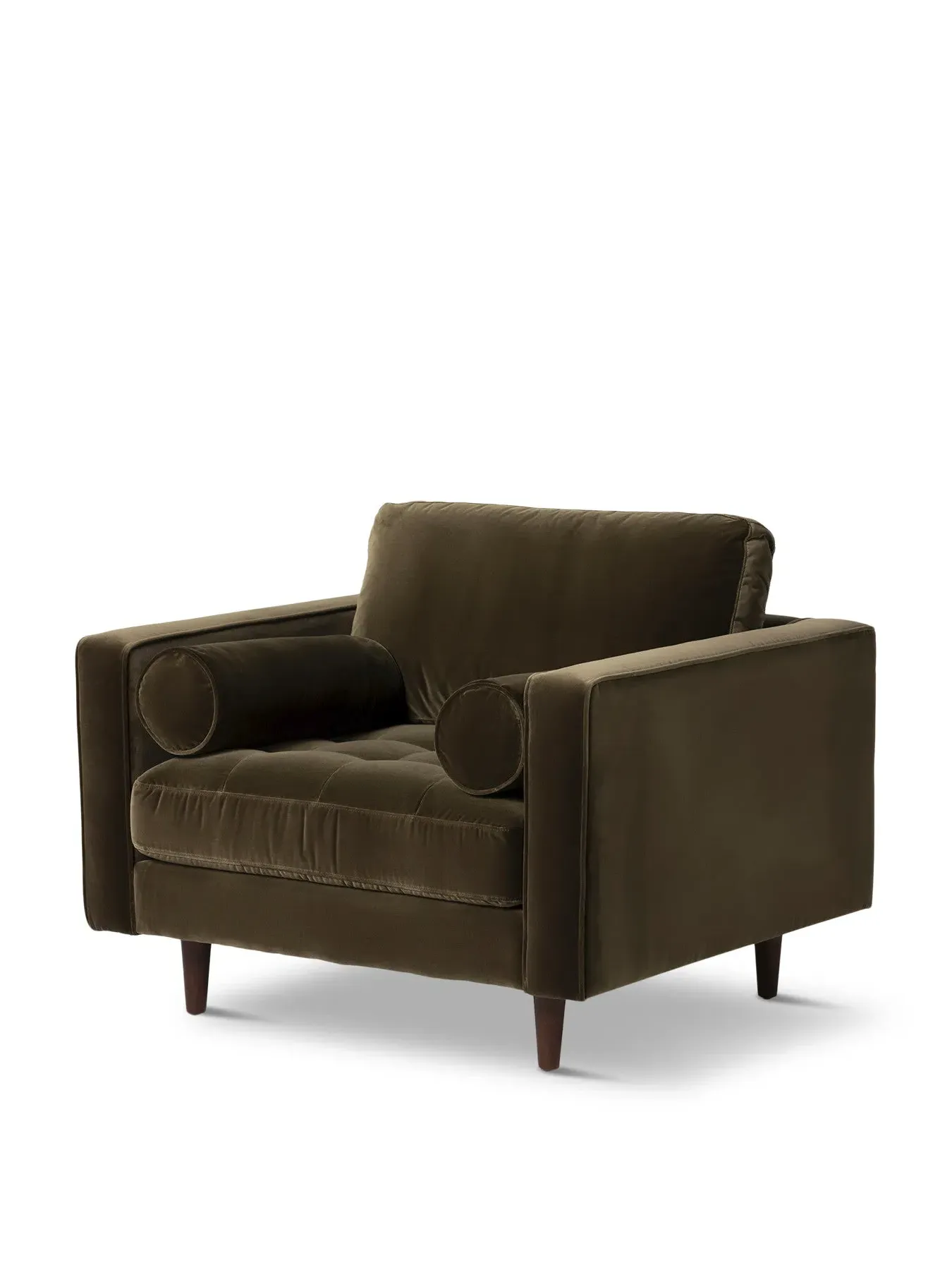 Armchair with Bolster Cushions - Green, Velvet image