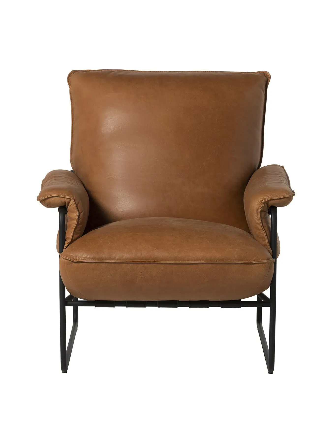 Armchair with Metal Legs - Brown, Leather