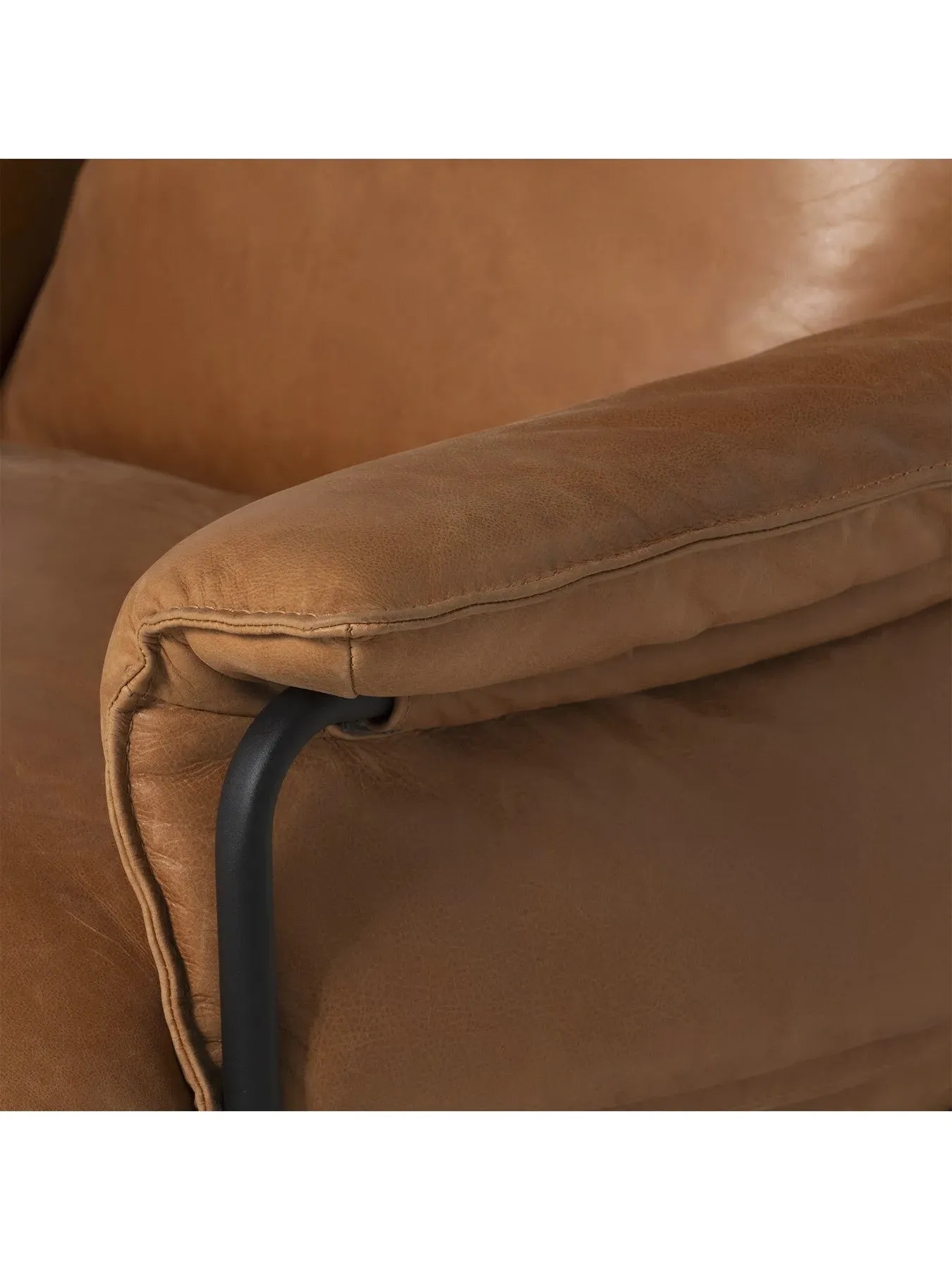 Armchair with Metal Legs - Brown, Leather