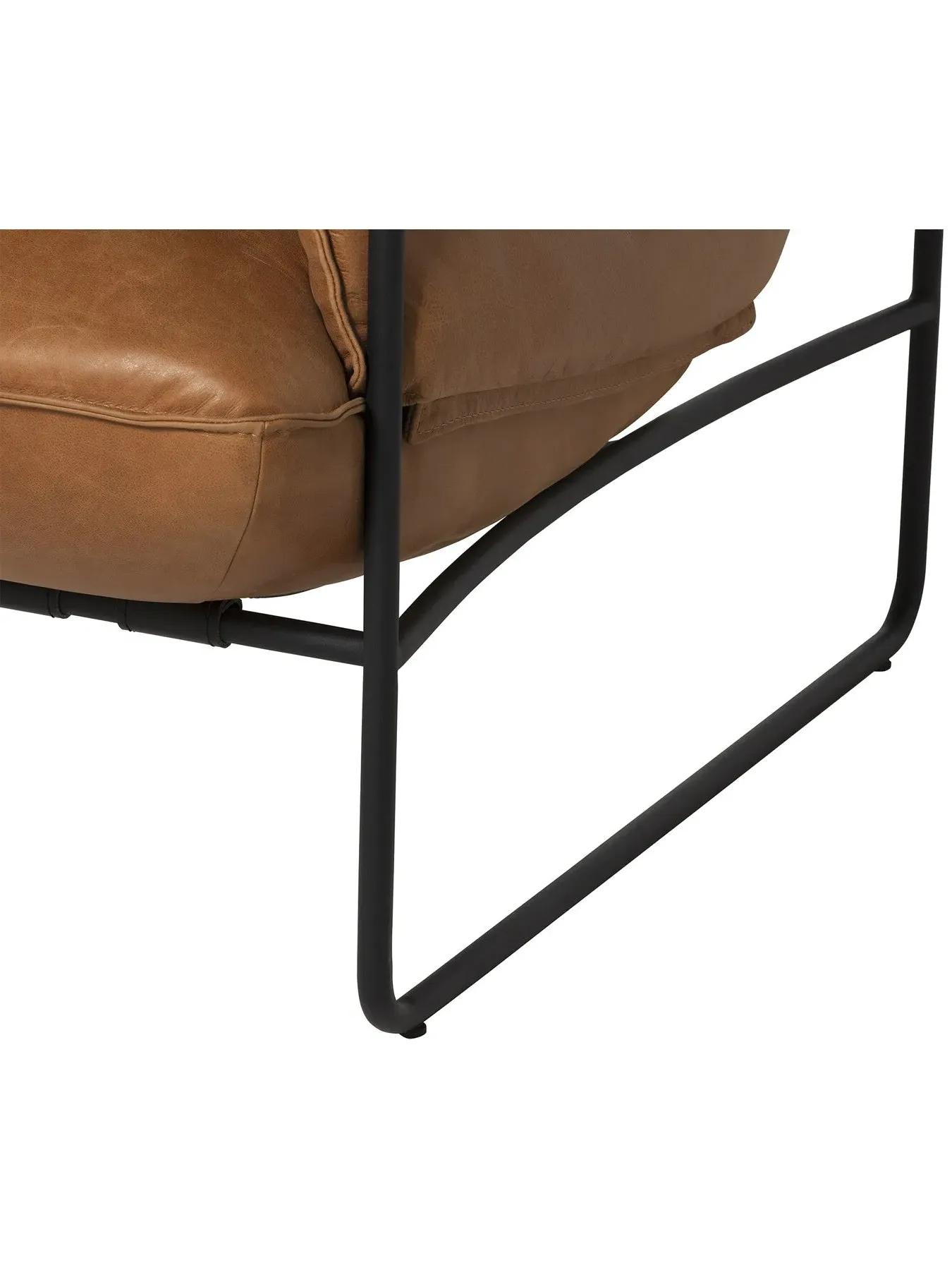 Armchair with Metal Legs - Brown, Leather