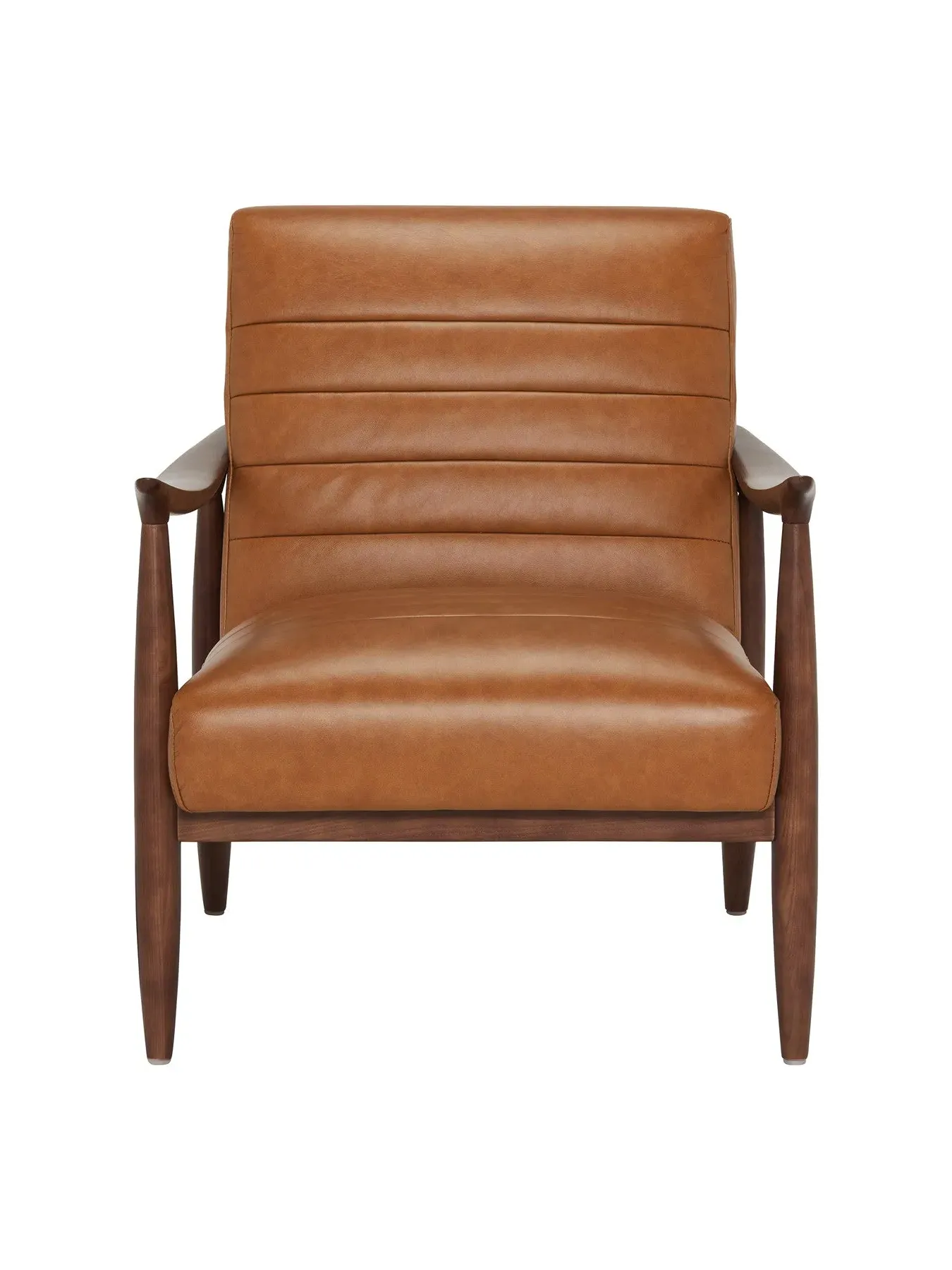 Armchair with Wooden Frame - Brown, Leather