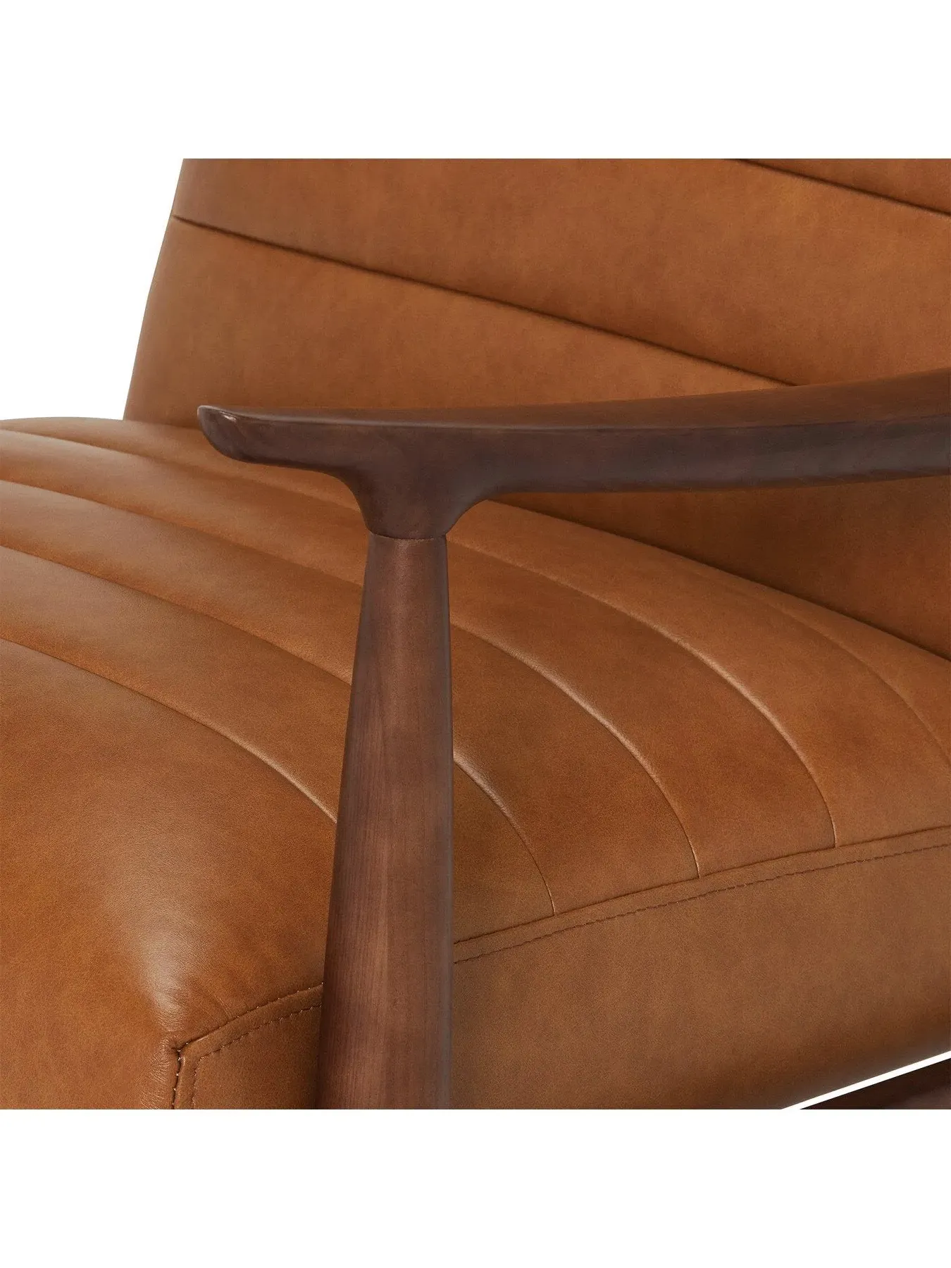 Armchair with Wooden Frame - Brown, Leather