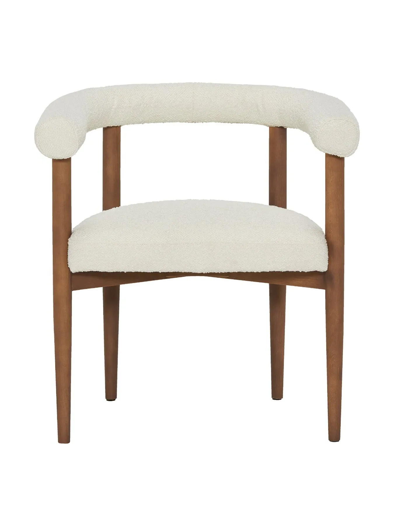 Armchair with Wooden Legs - Neutral, Boucle
