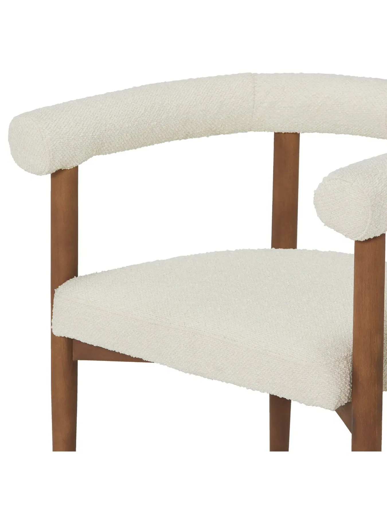 Armchair with Wooden Legs - Neutral, Boucle