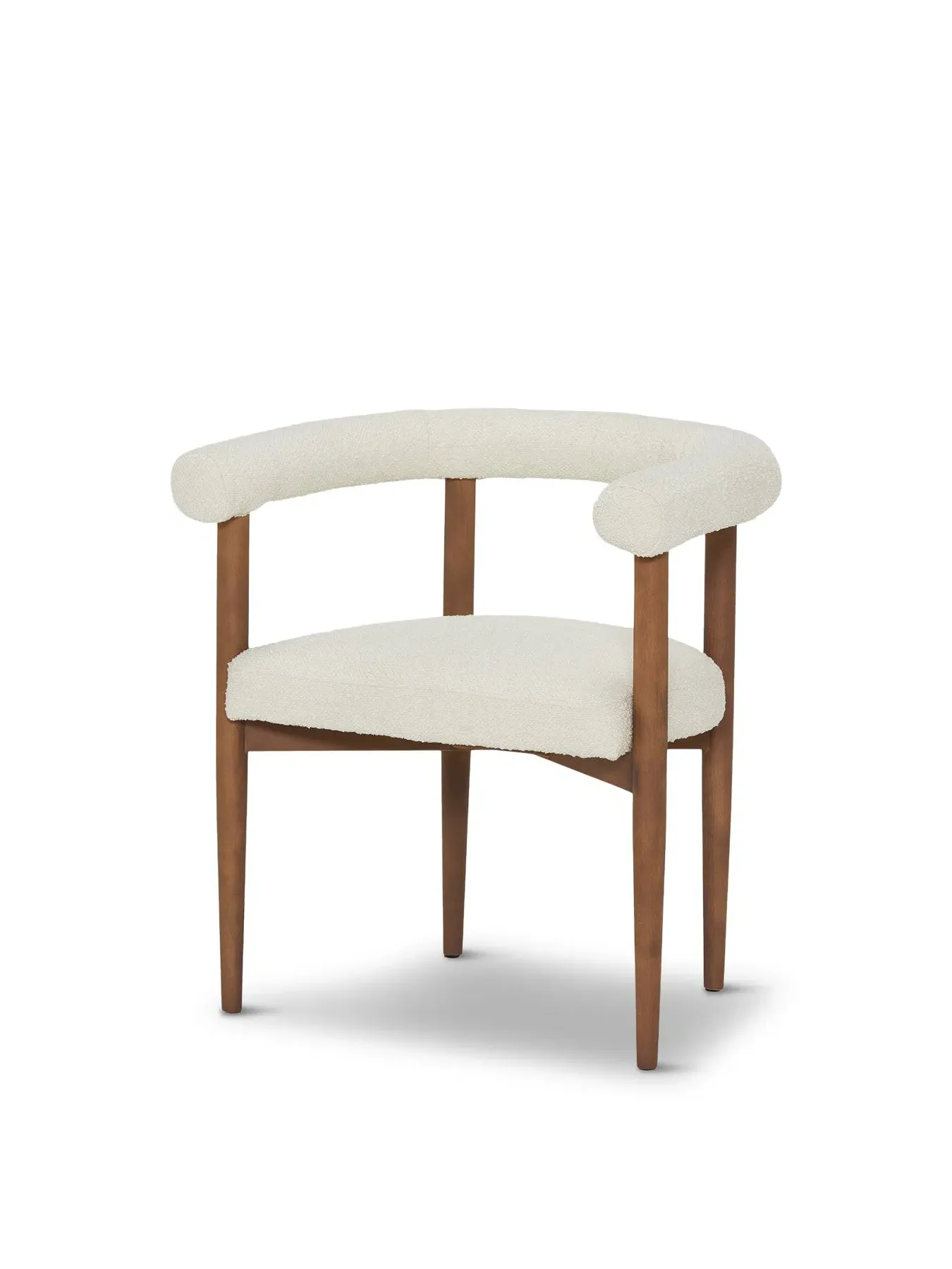 Armchair with Wooden Legs - Neutral, Boucle image