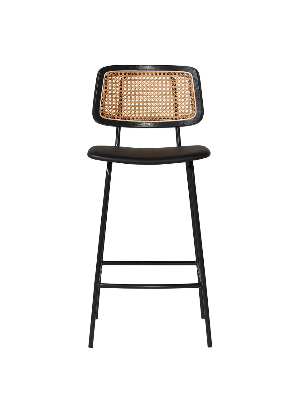 Bar Stool - Black, Rattan