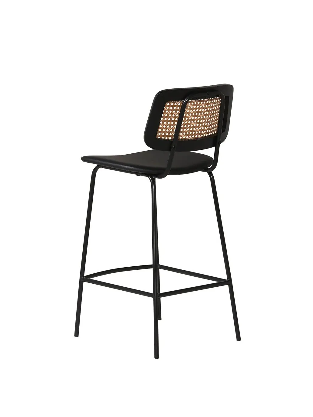 Bar Stool - Black, Rattan