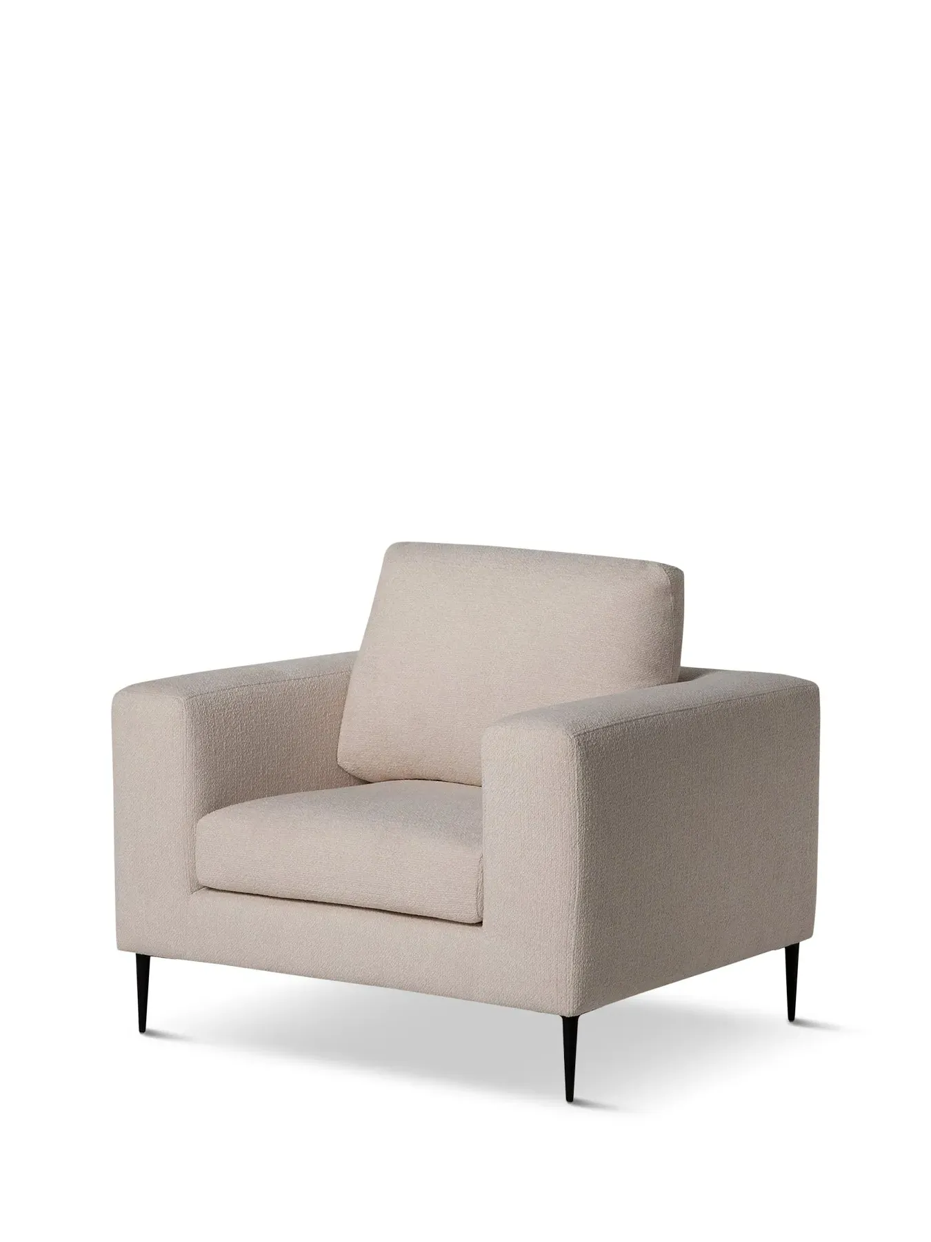 Boucle Fabric Armchair with Steel Legs - Neutral image