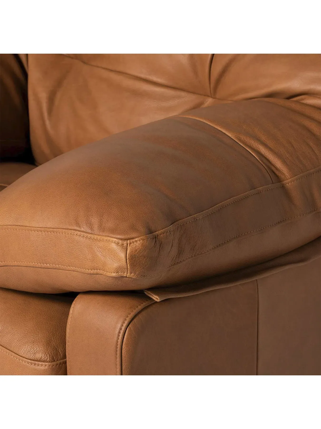 Button Back Lounge Chair - Brown, Leather