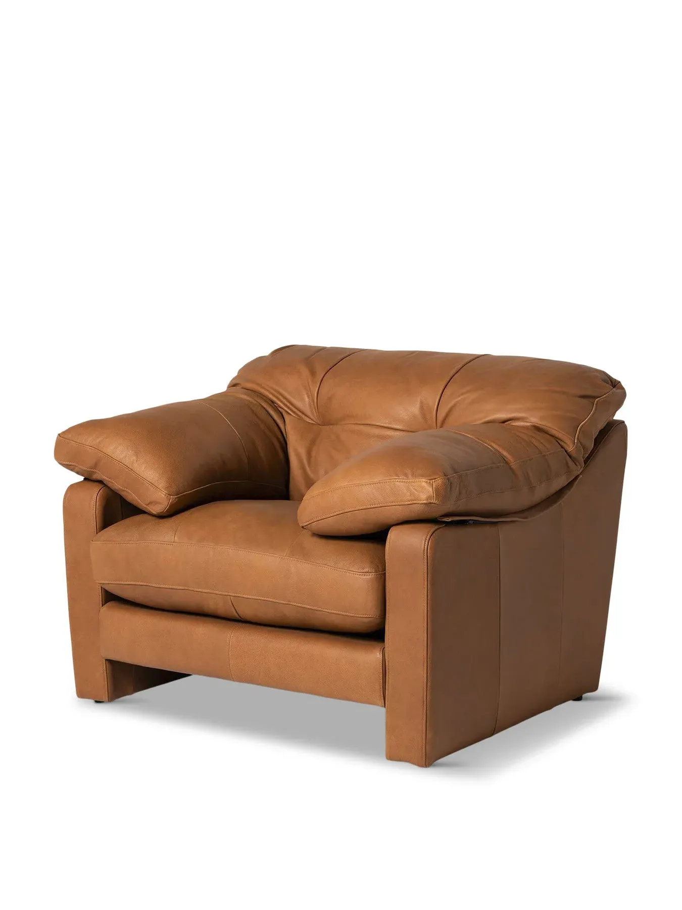 Button Back Lounge Chair - Brown, Leather image