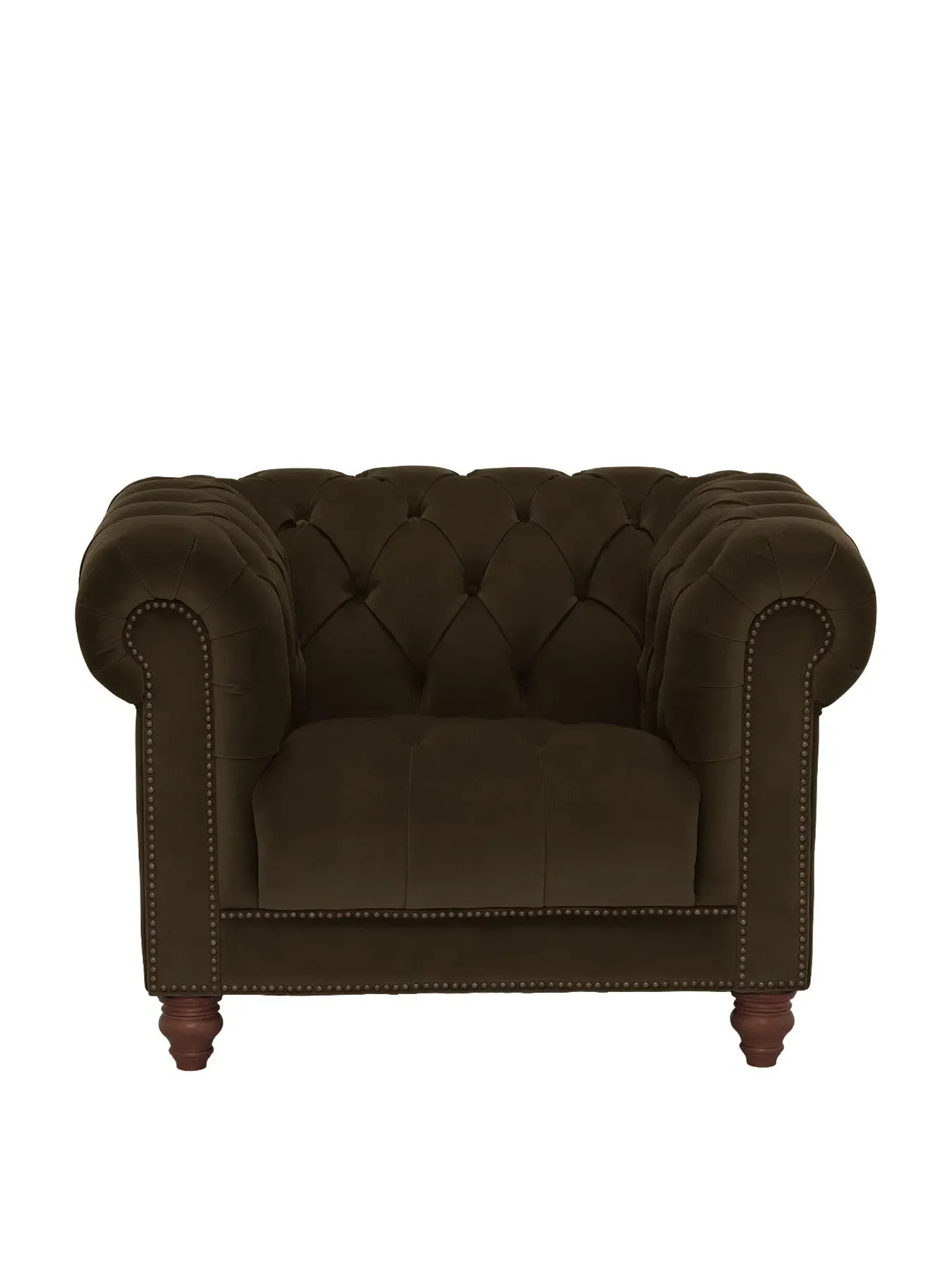 Chesterfield Armchair with Button Tufting - Green, Velvet
