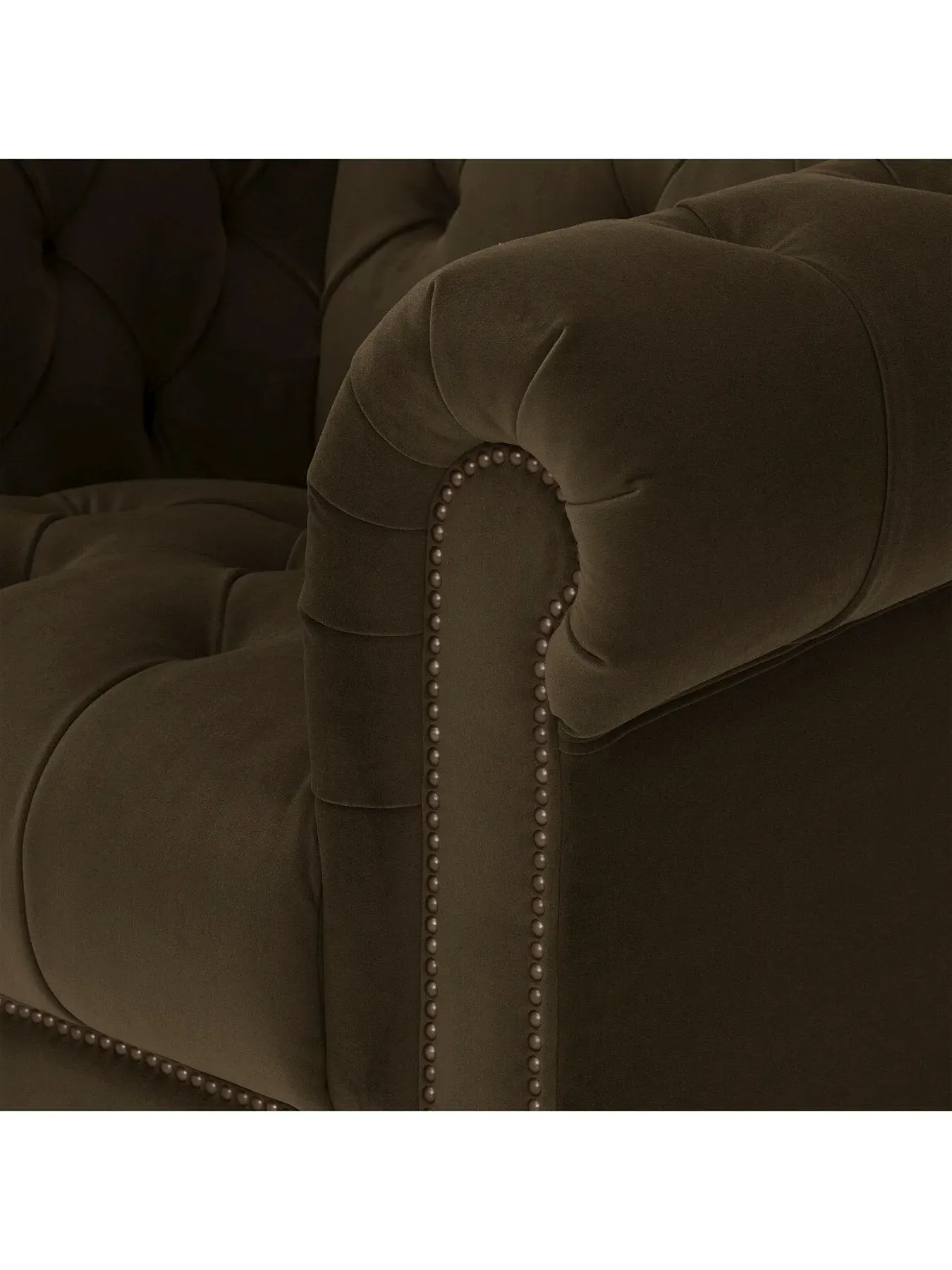 Chesterfield Armchair with Button Tufting - Green, Velvet