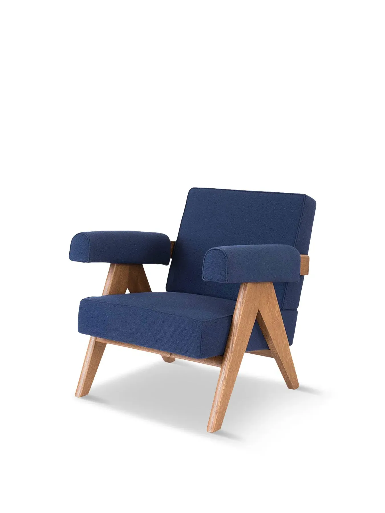 Club Armchair with Oak Legs - Blue, Fabric image