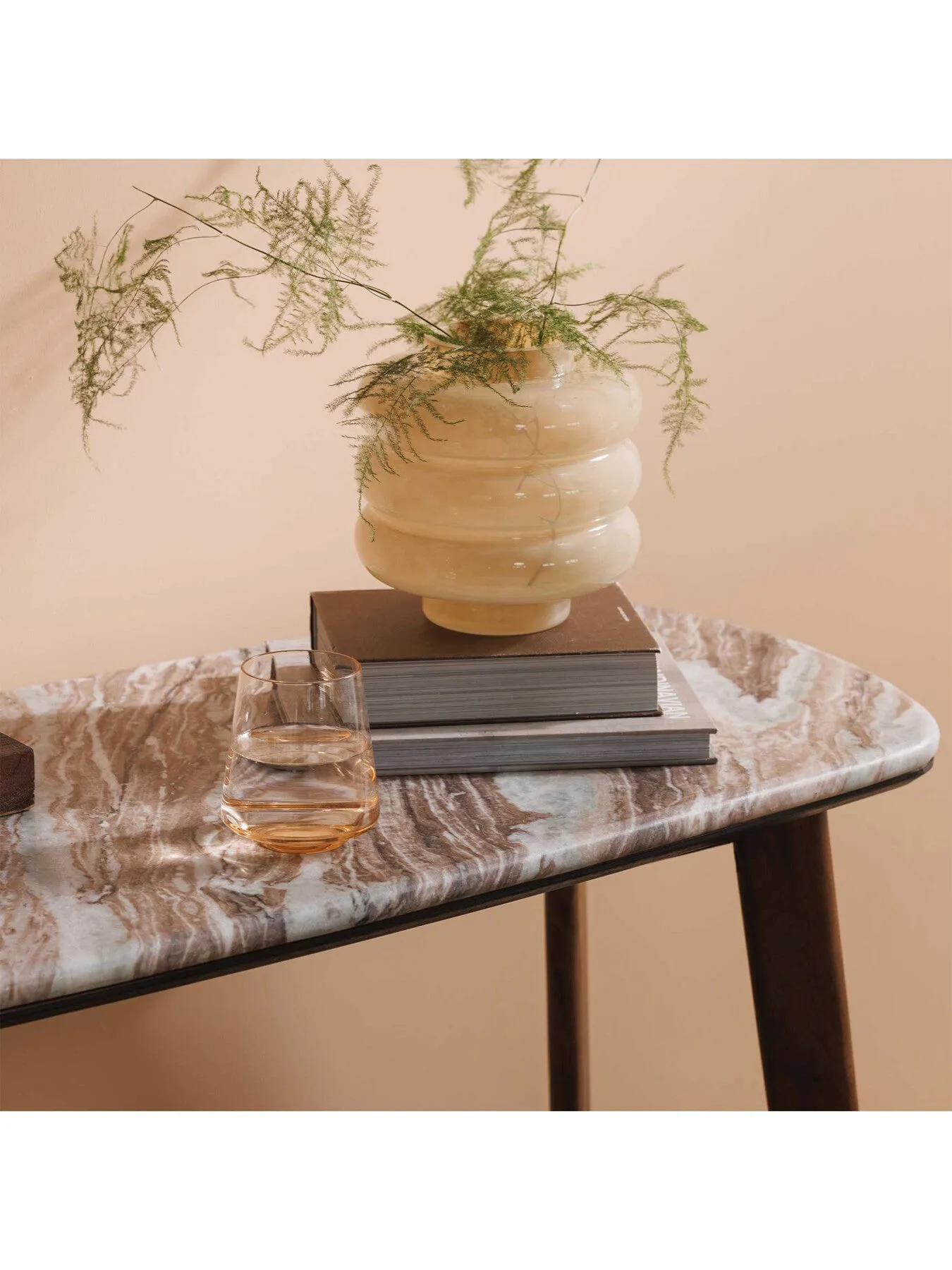 Console Table with Marble Top - Brown, Acacia Wood