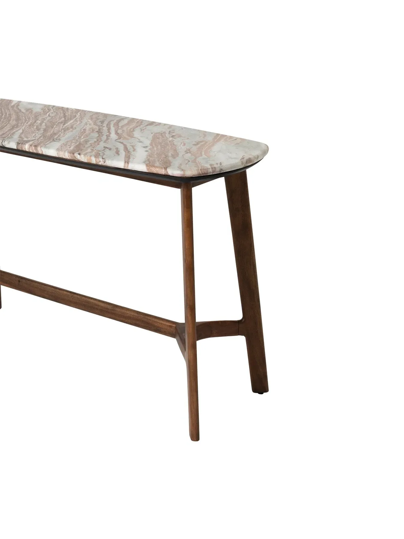 Console Table with Marble Top - Brown, Acacia Wood