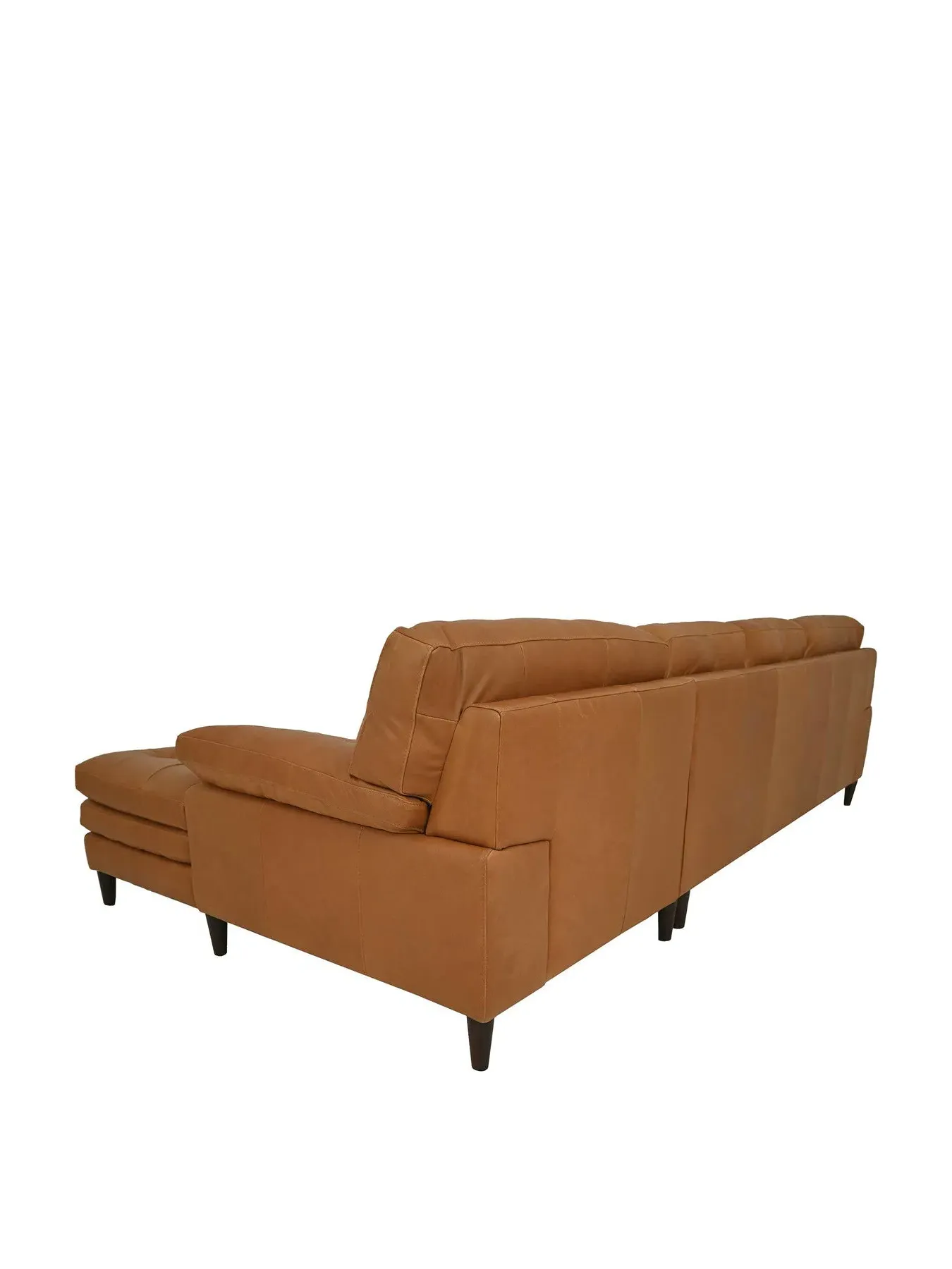 Corner Sofa with Chaise Tufted - Brown, Leather