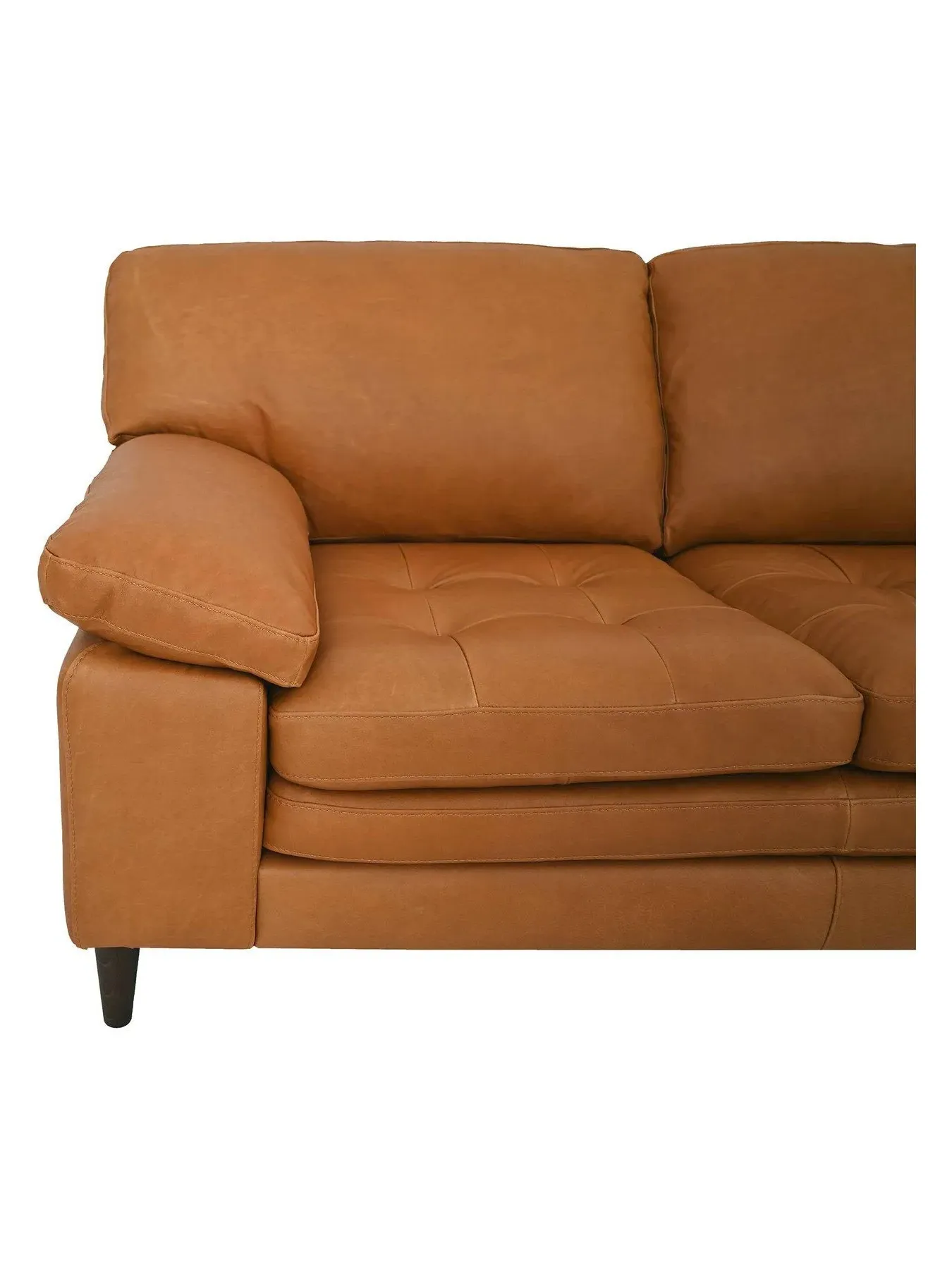 Corner Sofa with Chaise Tufted - Brown, Leather