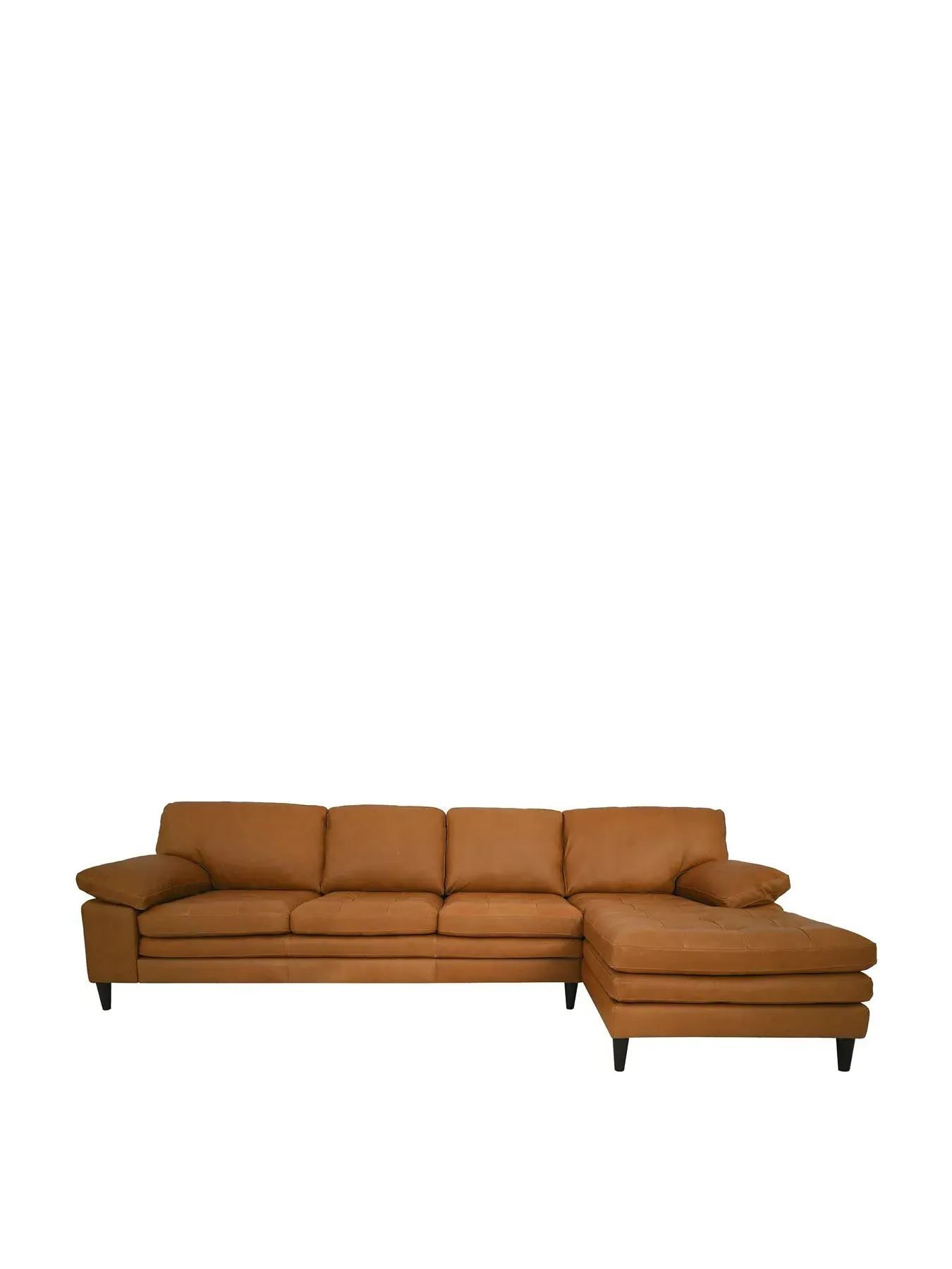 Corner Sofa with Chaise Tufted - Brown, Leather