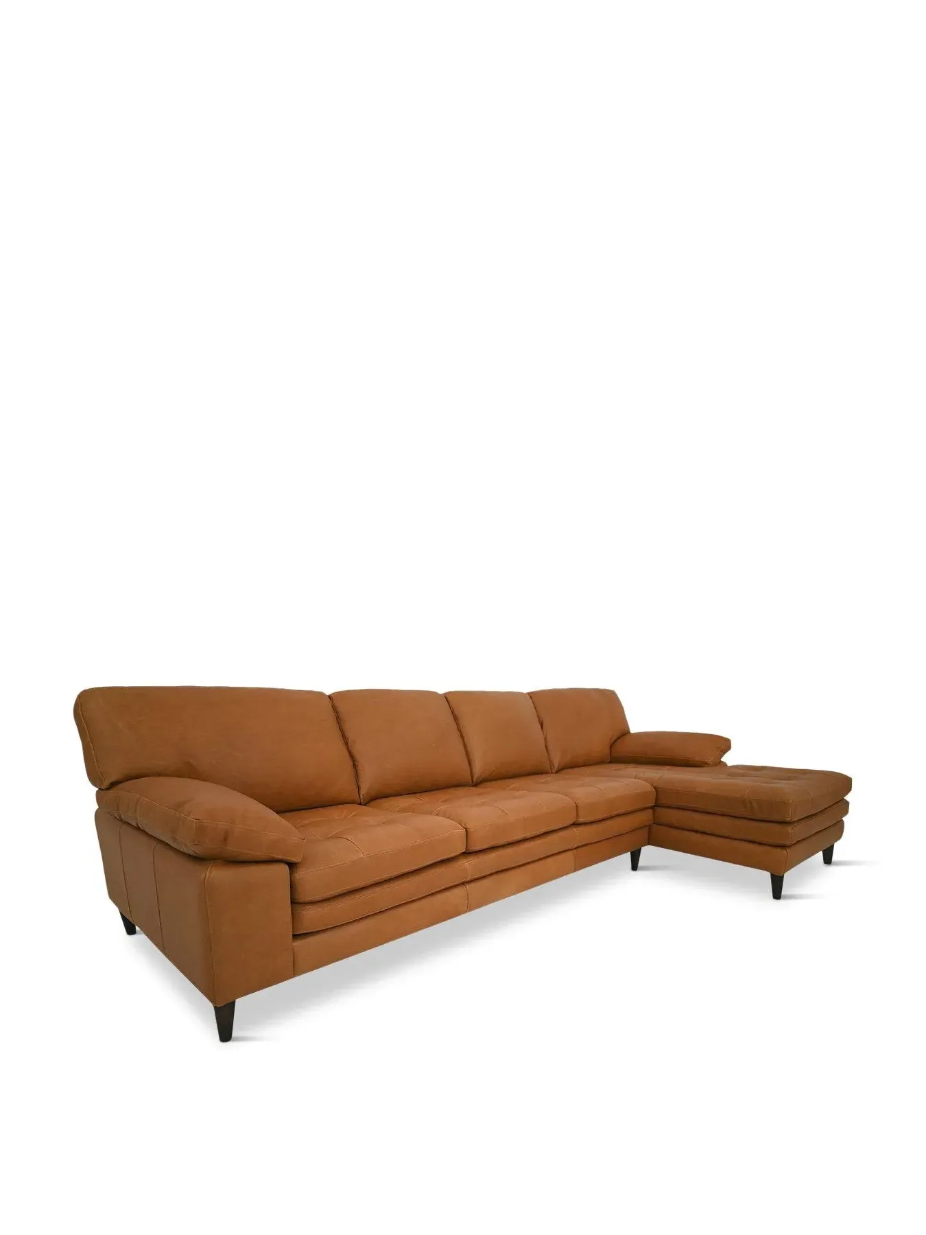 Corner Sofa with Chaise Tufted - Brown, Leather image
