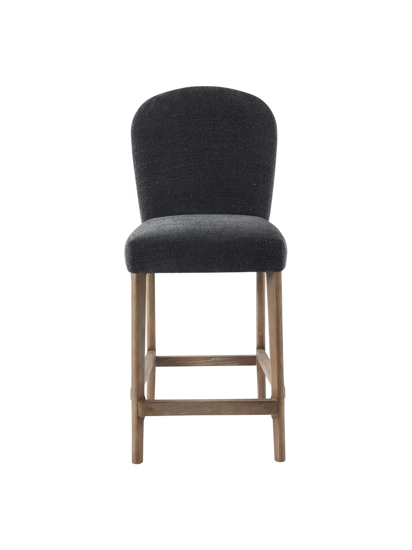 Counter Stool with Brass Studs - Grey, Boucle