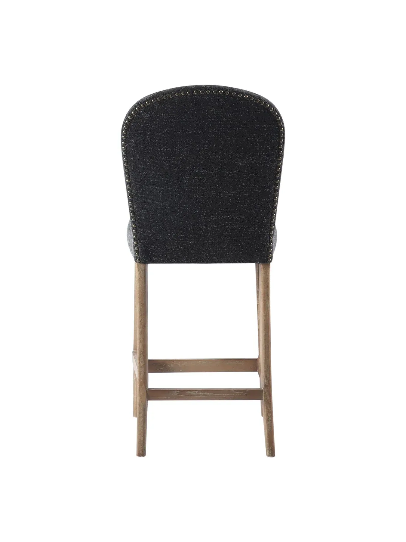 Counter Stool with Brass Studs - Grey, Boucle