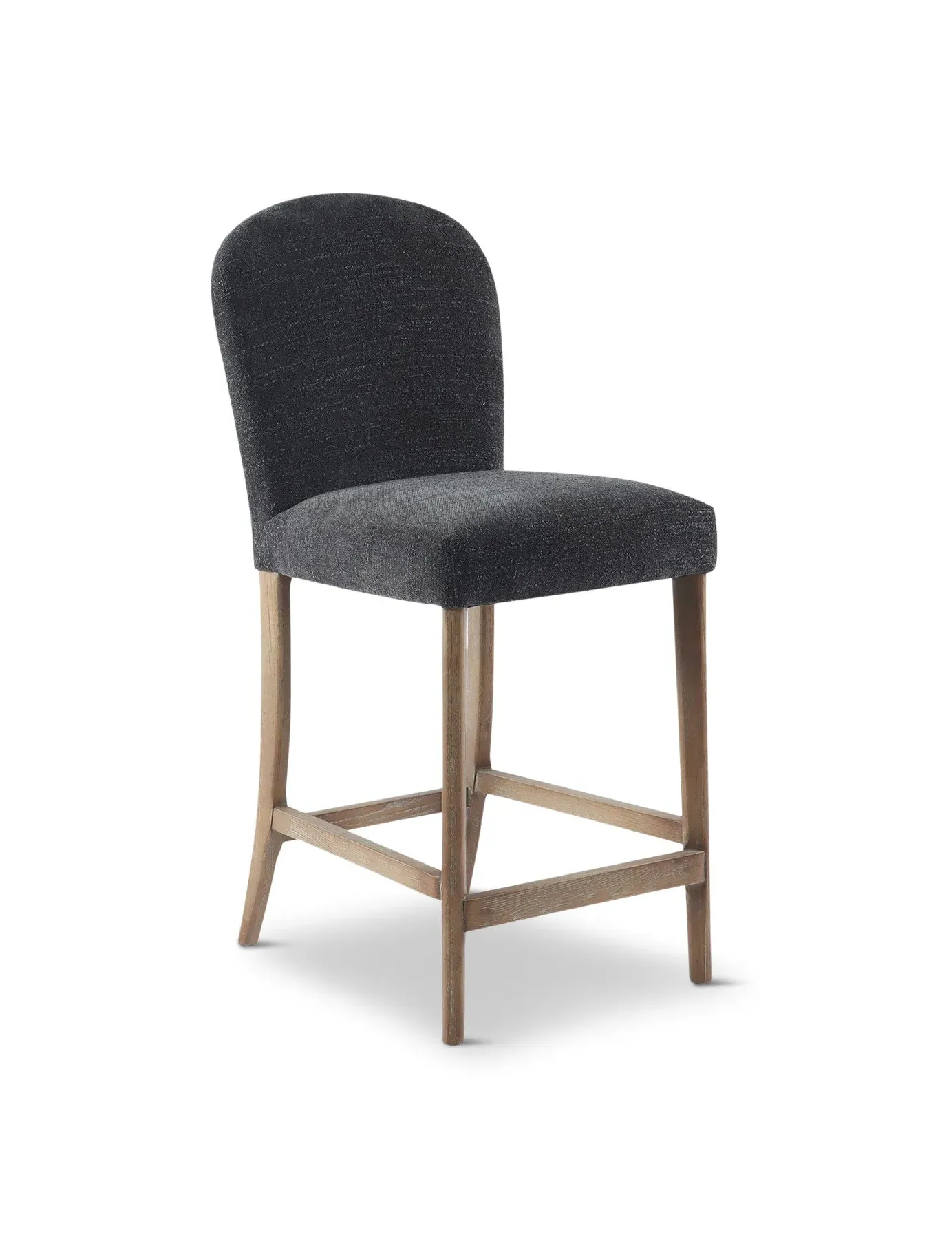Counter Stool with Brass Studs - Grey, Boucle image
