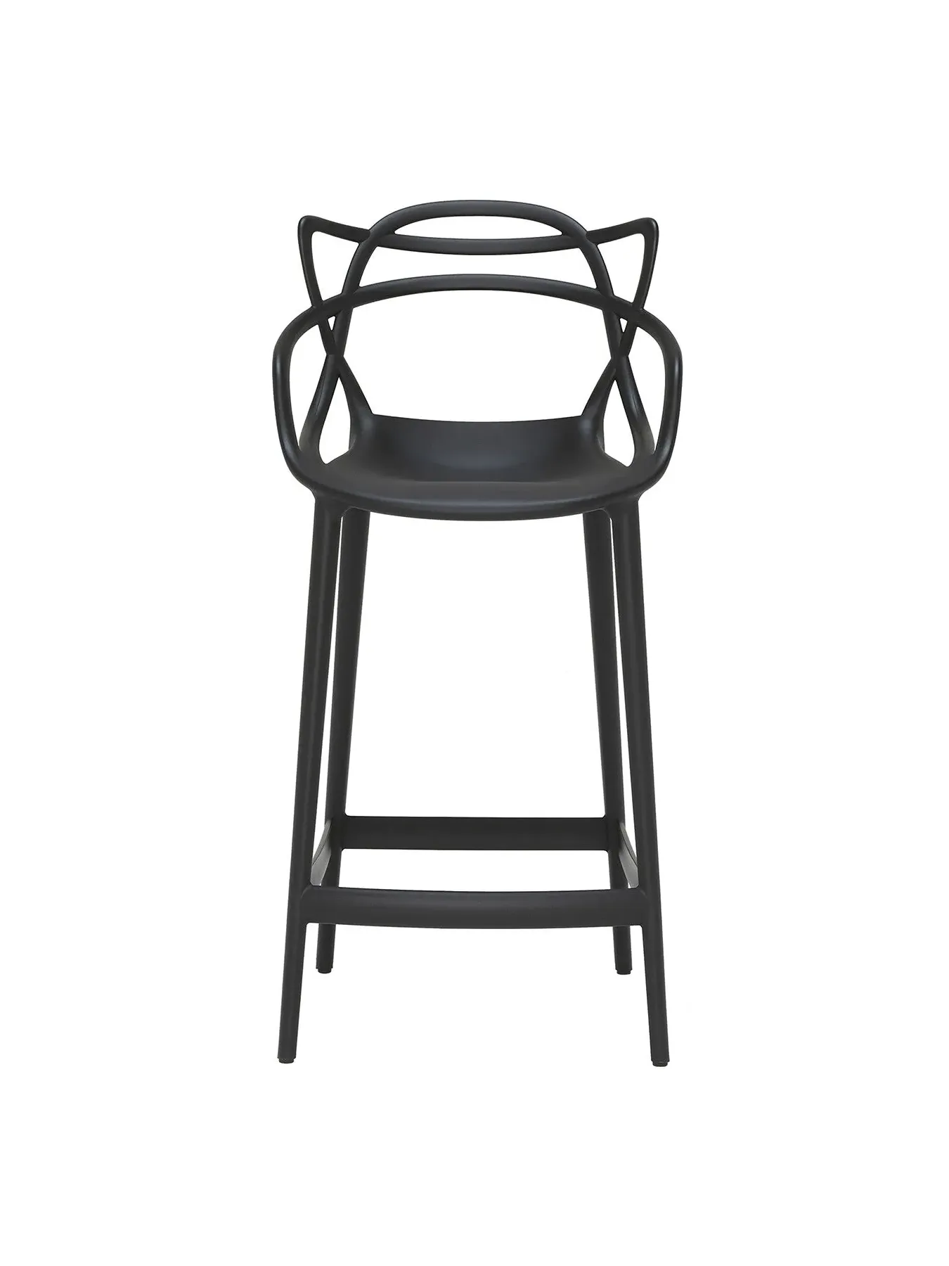Counter Stool with Curved Back - Black