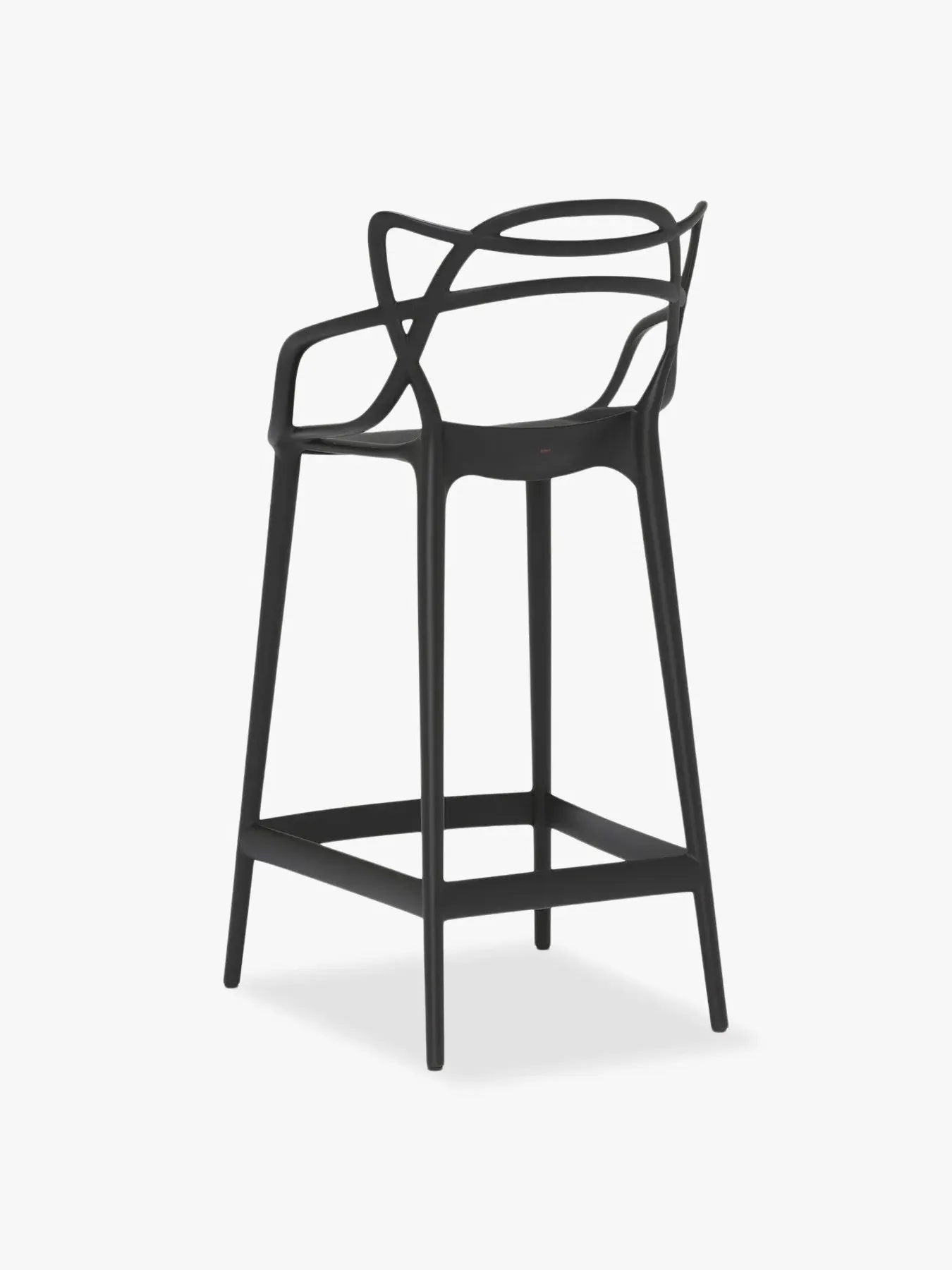 Counter Stool with Curved Back - Black image