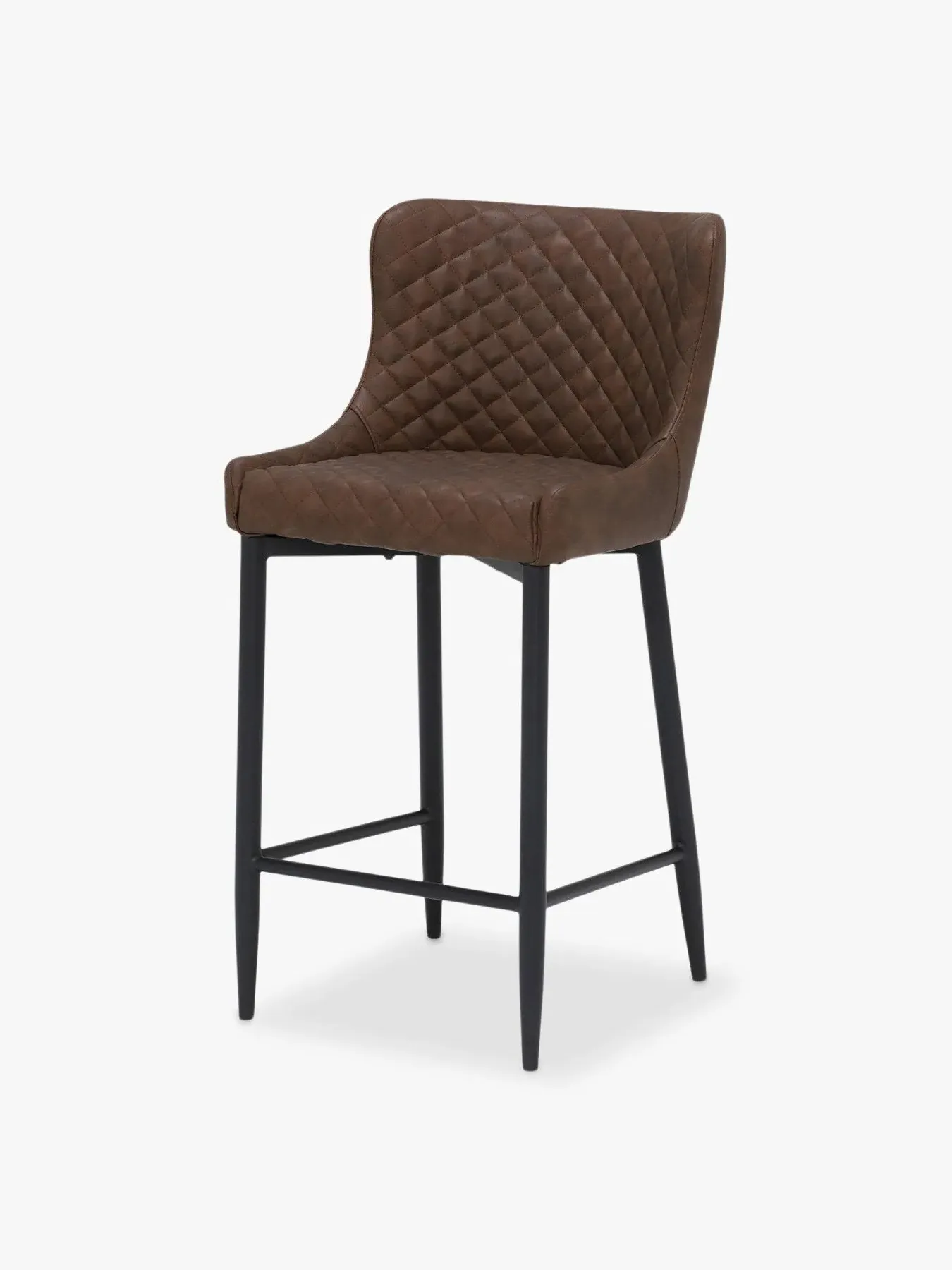 Counter Stool with Quilted Stitching - Brown, Faux Leather image