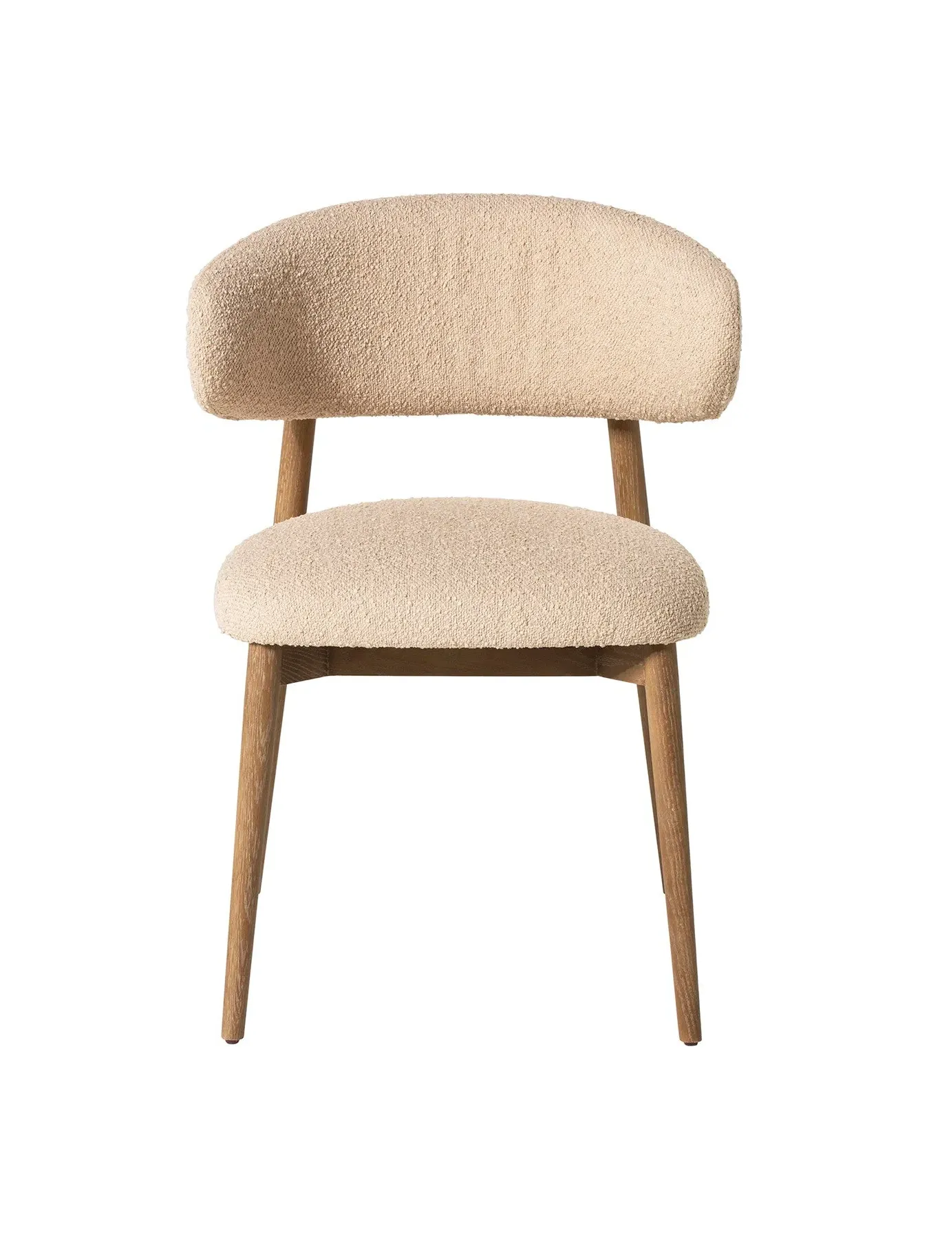 Curved Dining Chair Open Back - Neutral, Boucle