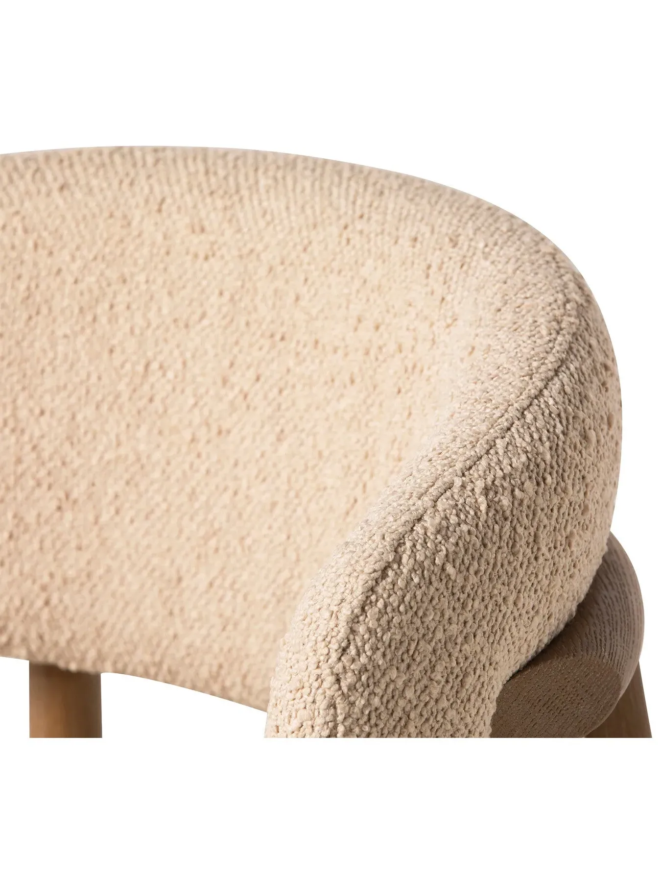 Curved Dining Chair Open Back - Neutral, Boucle