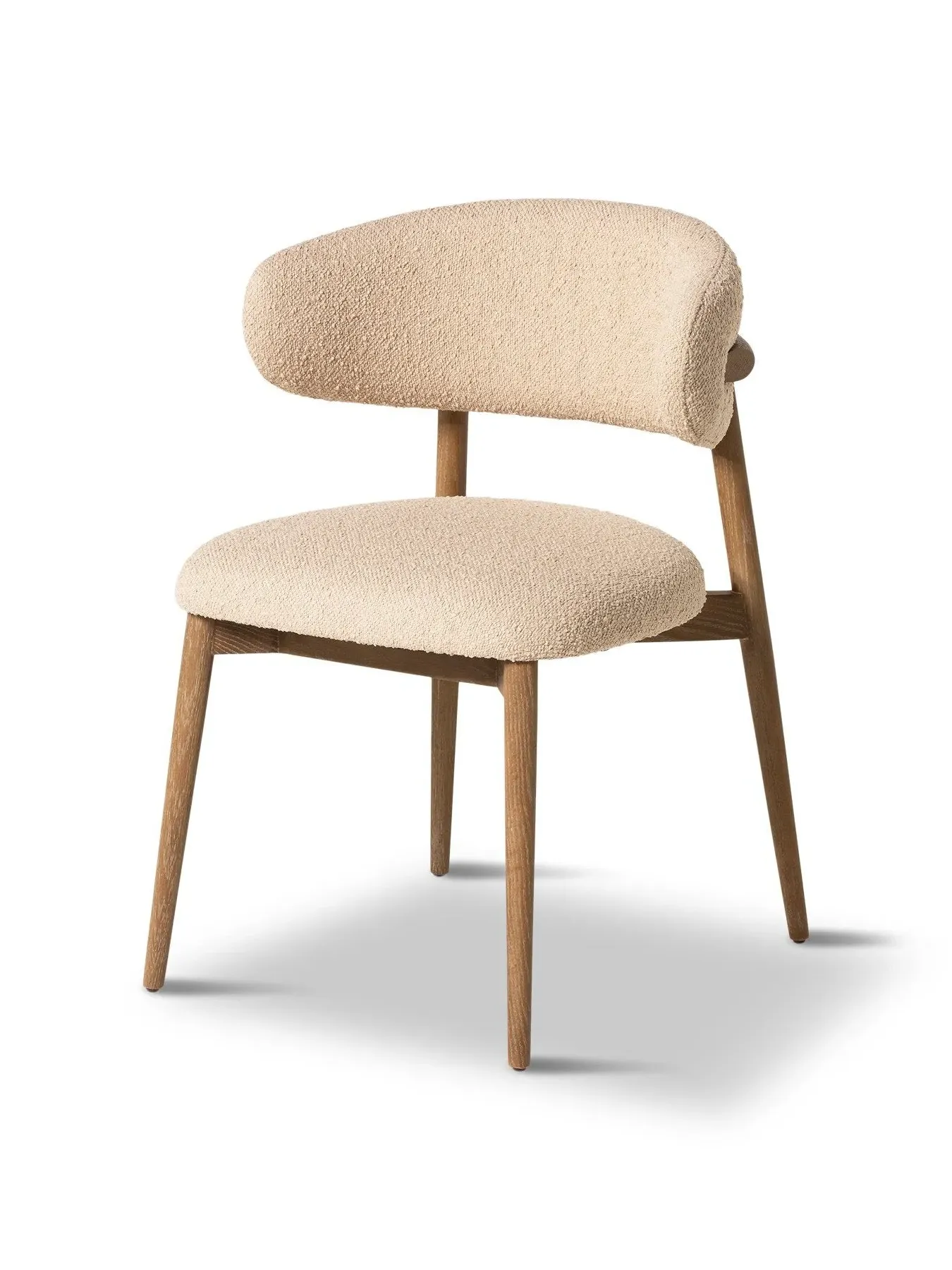 Curved Dining Chair Open Back - Neutral, Boucle image