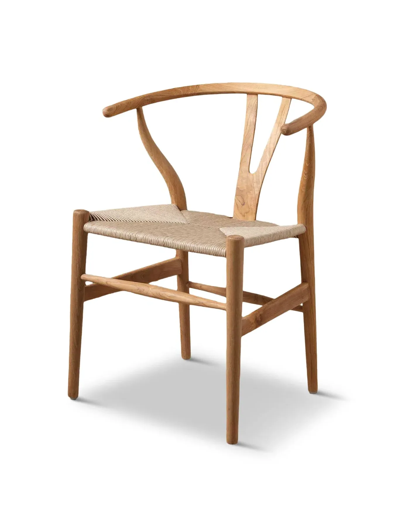 Curved Dining Chair with Arms - Neutral, Teak Wood image