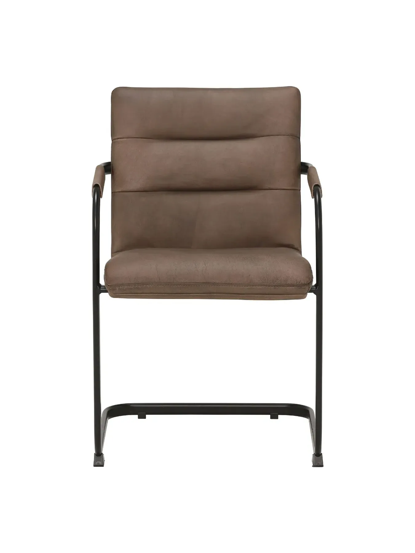 Dining Armchair with Cantilever Frame - Brown, Leather