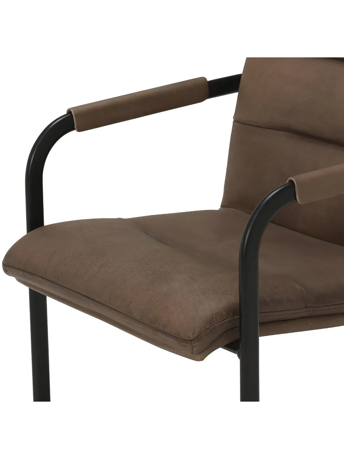 Dining Armchair with Cantilever Frame - Brown, Leather