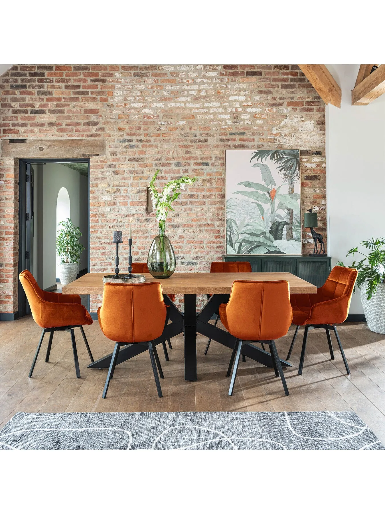 Dining Chair - Orange, Velvet