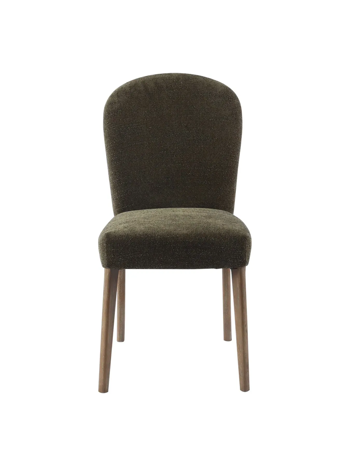 Dining Chair with Brass Studs - Green, Boucle