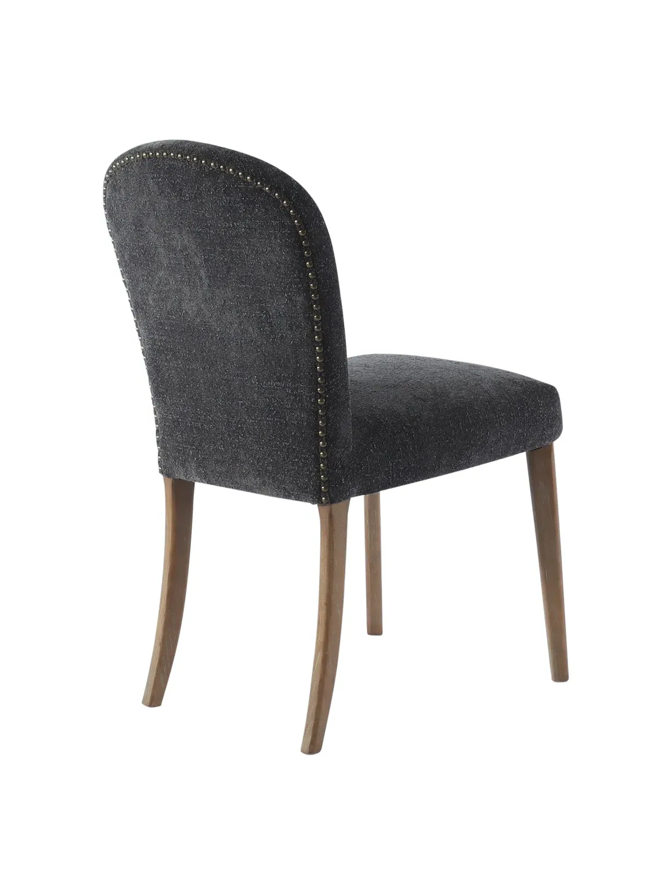 Dining Chair with Brass Studs - Grey, Boucle