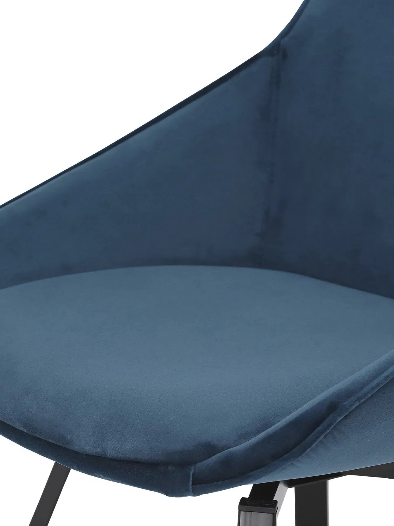 Dining Chair with Metal Legs - Blue, Velvet